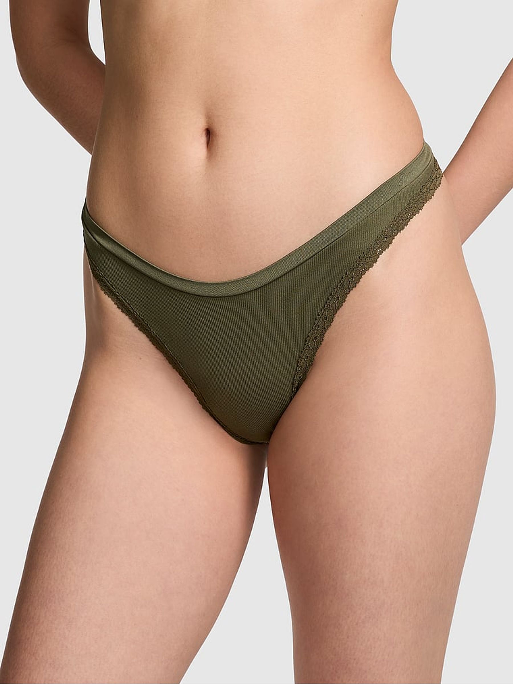 Olive Green Thong Seamless Knickers - Image 1 of 3