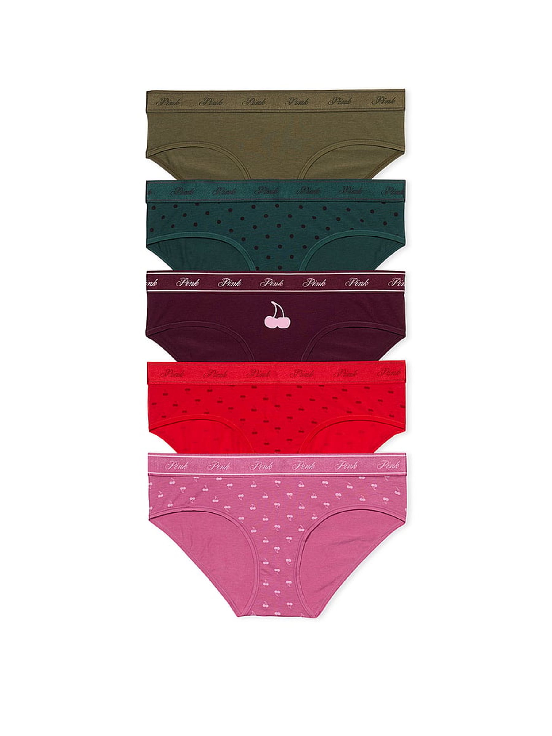 Green/Burgundy/Red/Pink Hipster 5 Pack Knickers - Image 1 of 3
