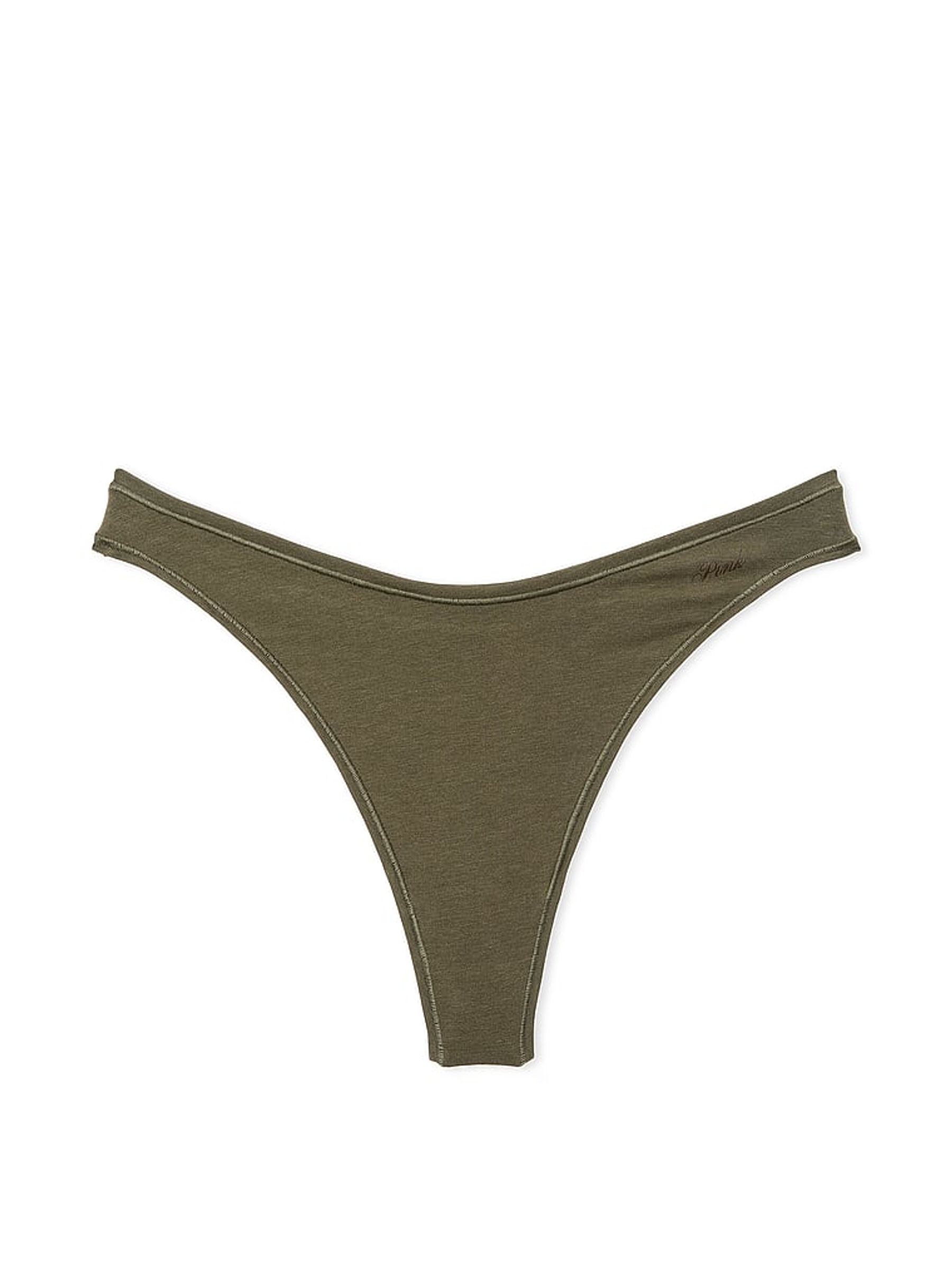 Olive Green Thong Cotton Cheeky Knickers - Image 2 of 2