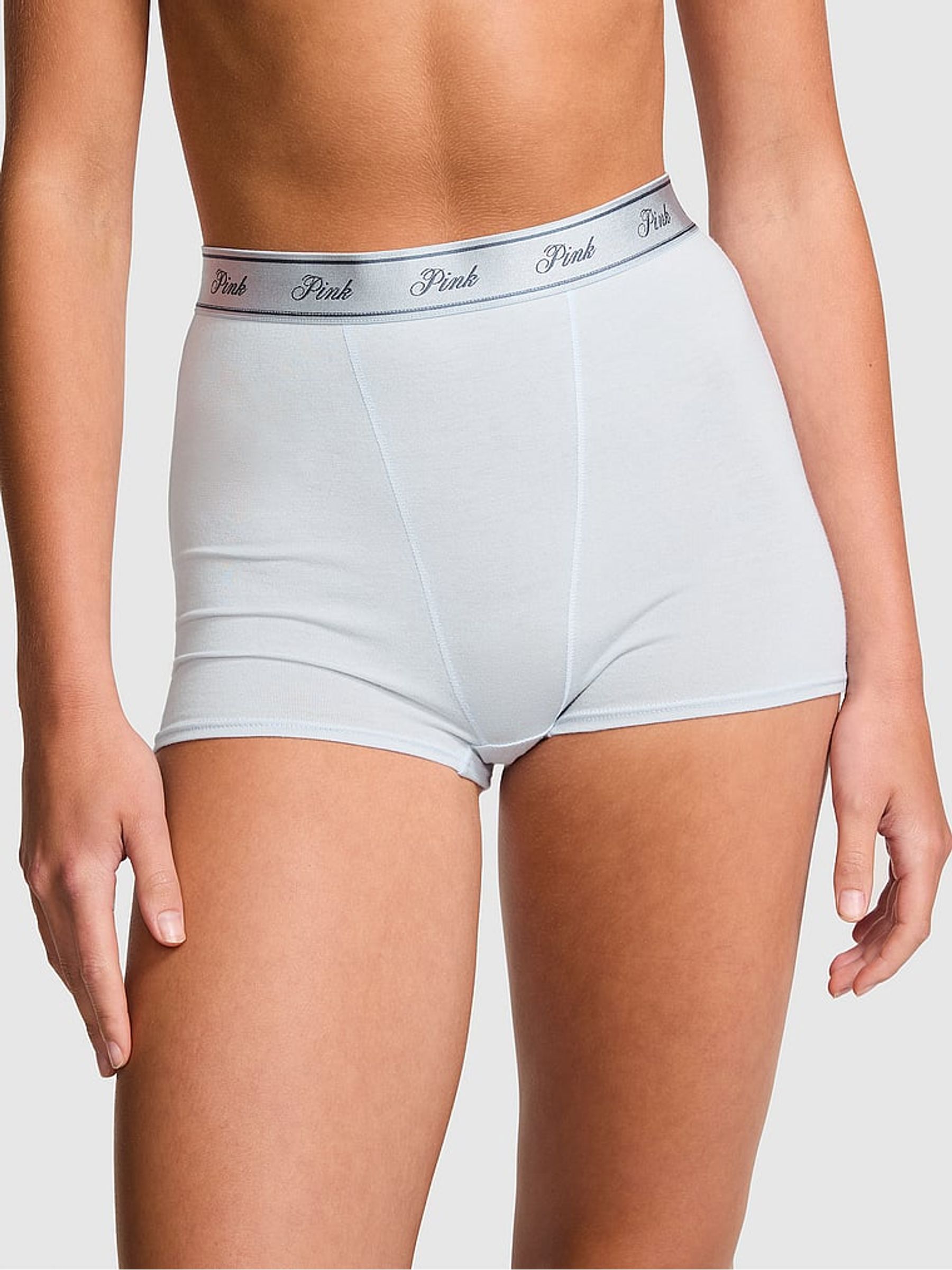 Hydrangea Blue Cotton Logo High Waist Short Knickers - Image 1 of 3