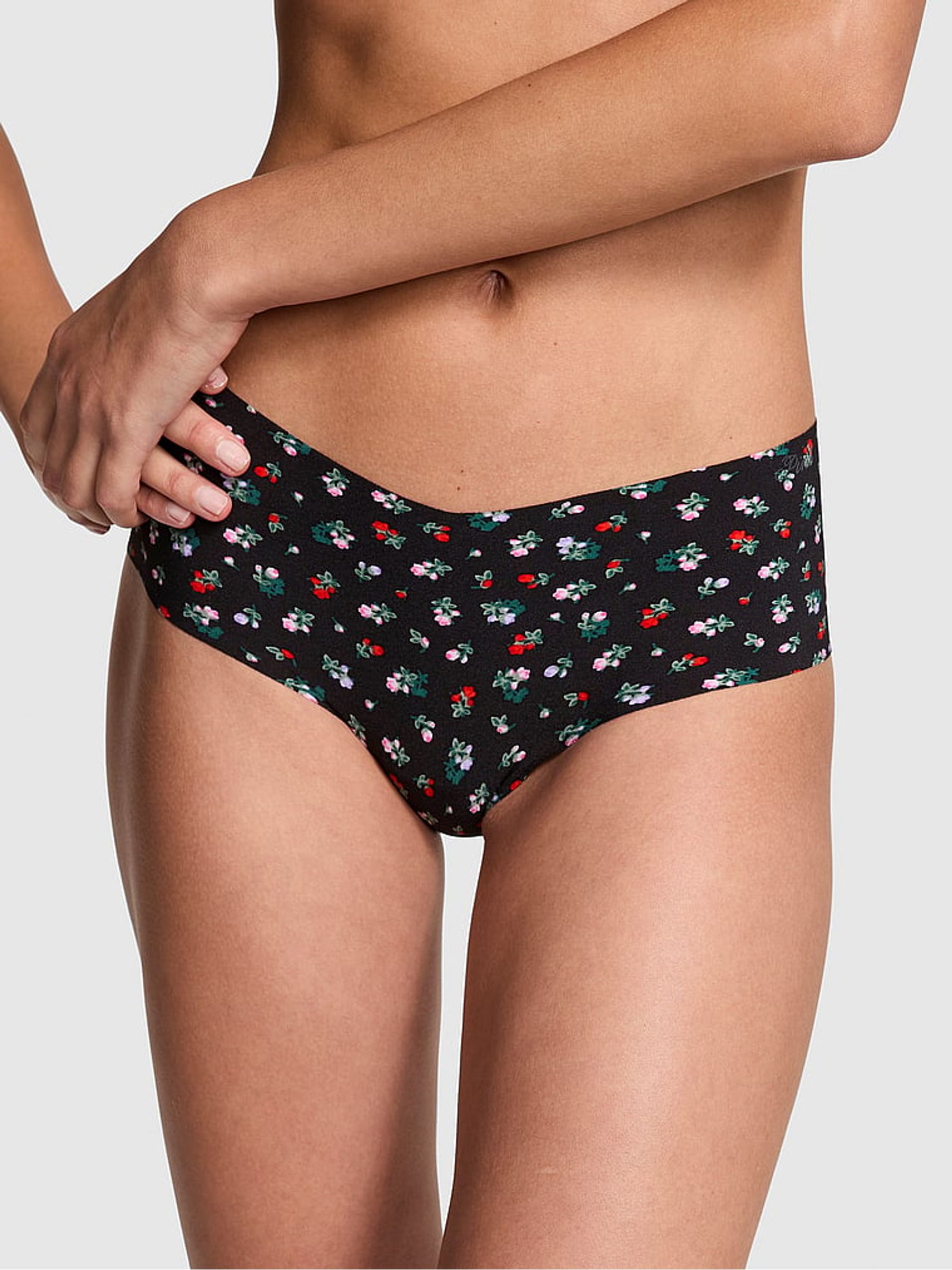 Black Floral Cheeky No Show Lace Trim Hipster Knickers - Image 1 of 3