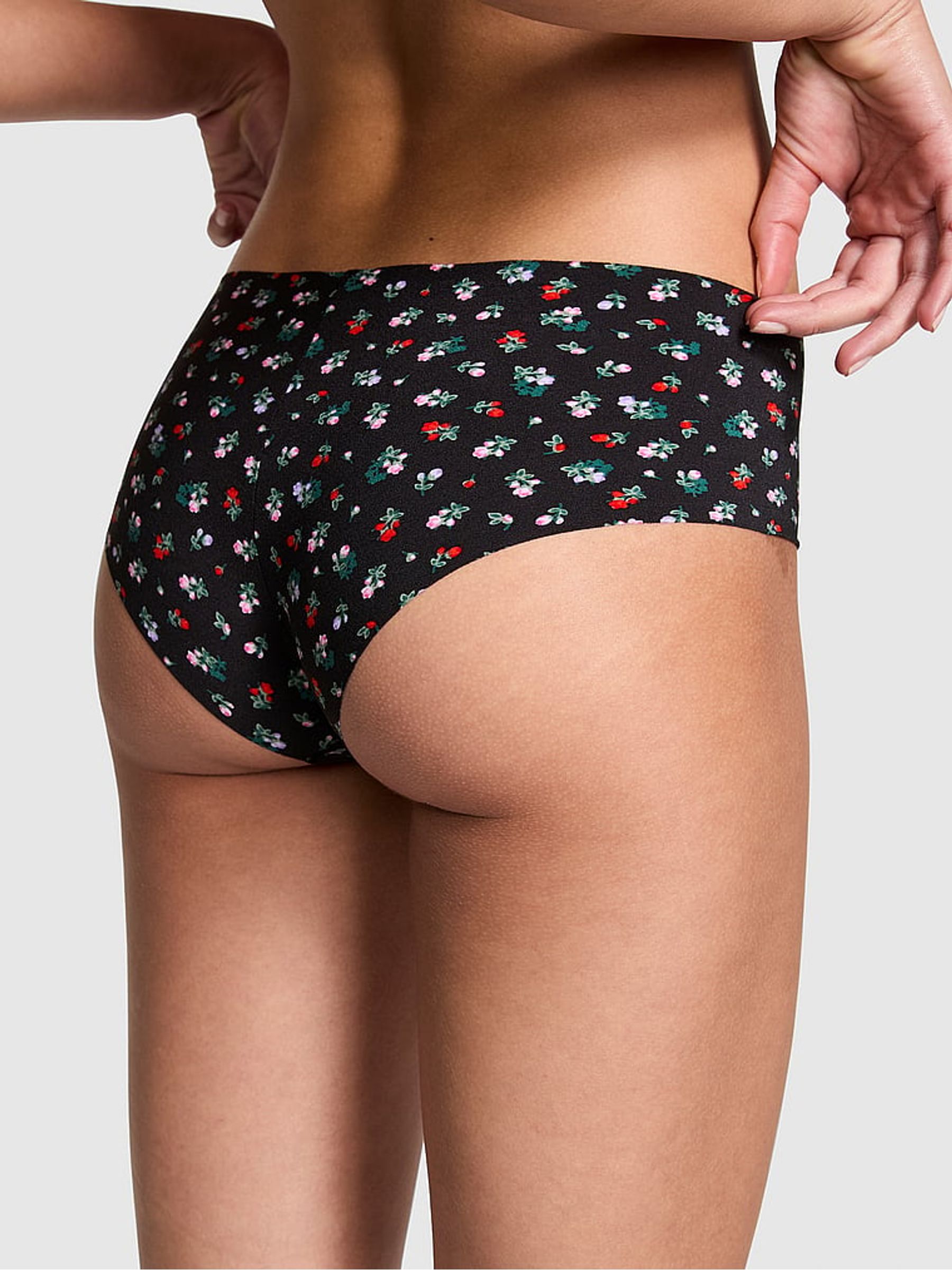 Black Floral Cheeky No Show Lace Trim Hipster Knickers - Image 2 of 3
