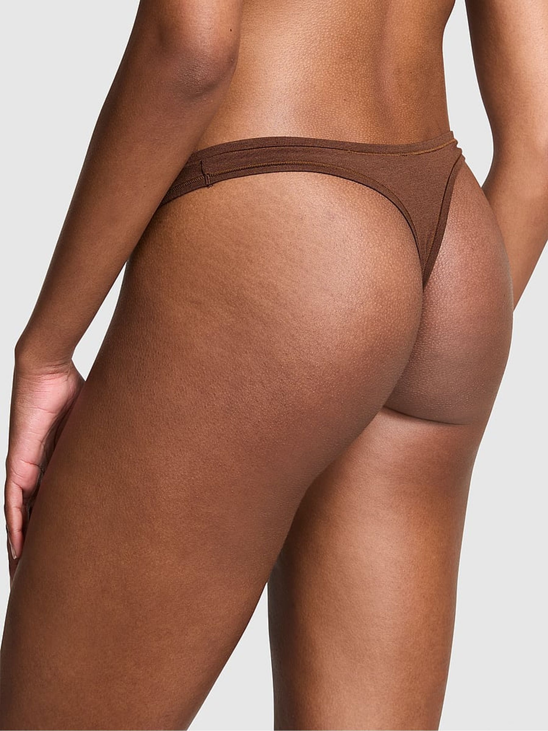 Ganache Nude Thong Cotton Knickers - Image 2 of 3