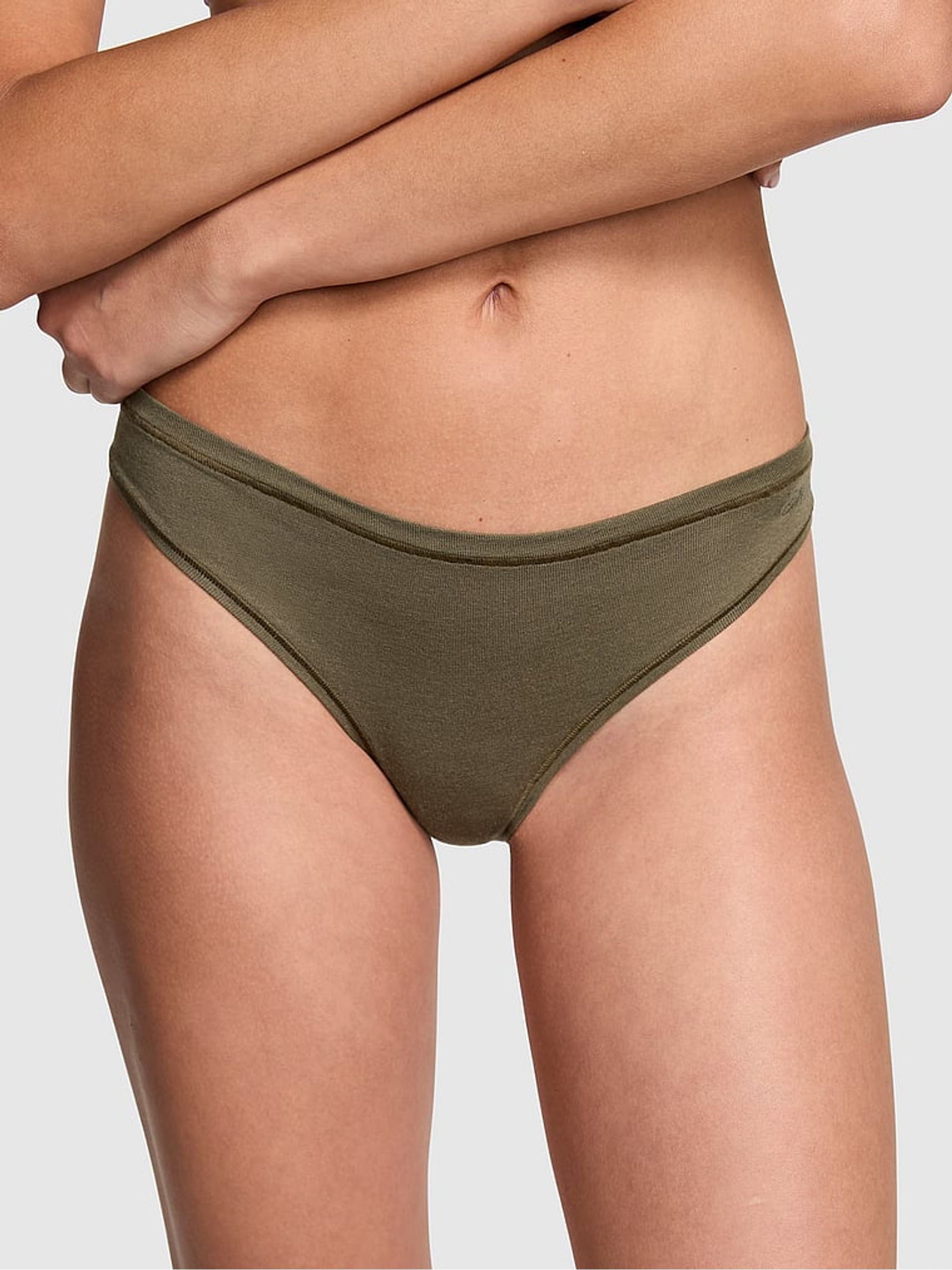 Olive Green Bikini Cotton Knickers - Image 1 of 3