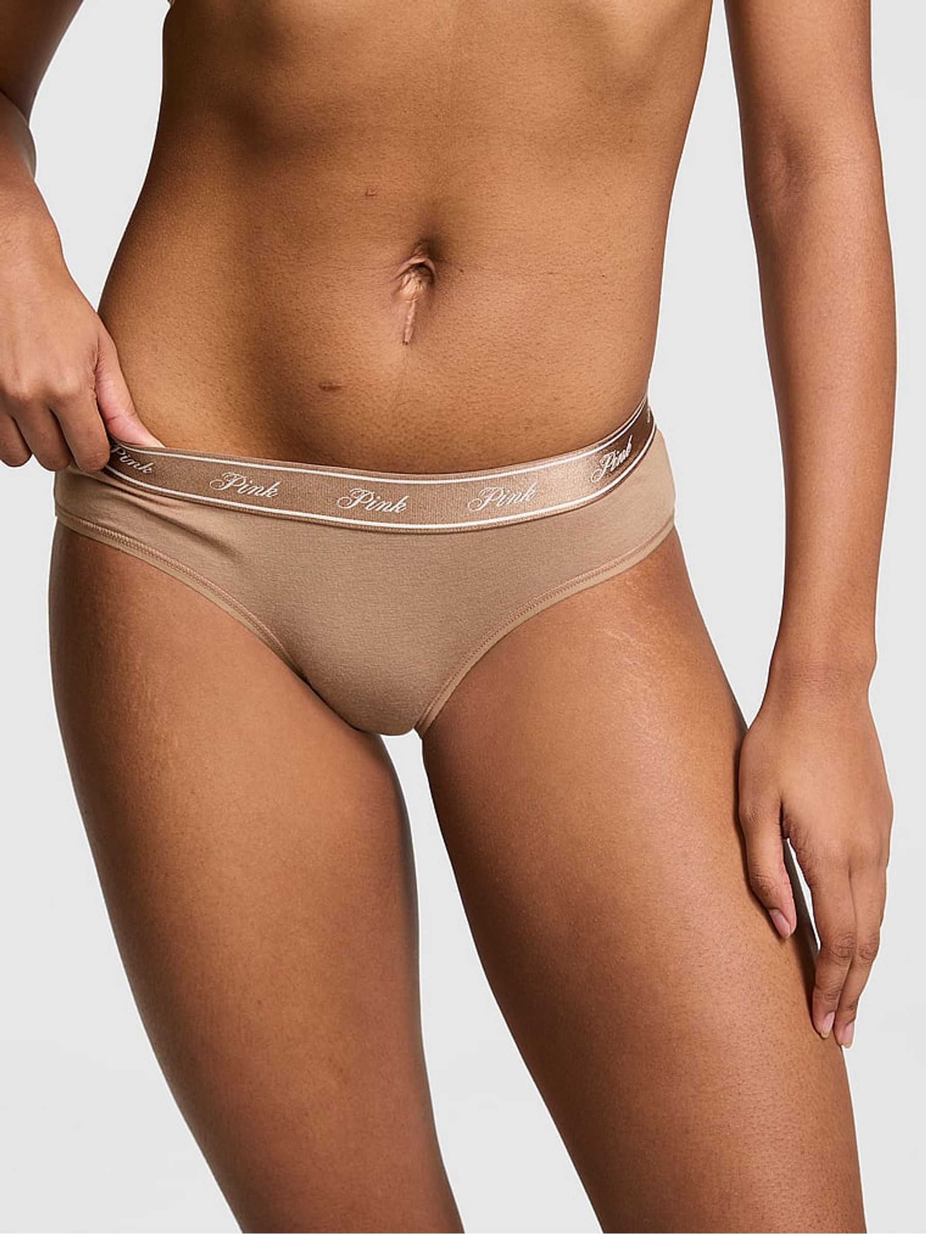 Latte Brown Hipster Cotton Logo Knickers - Image 1 of 3