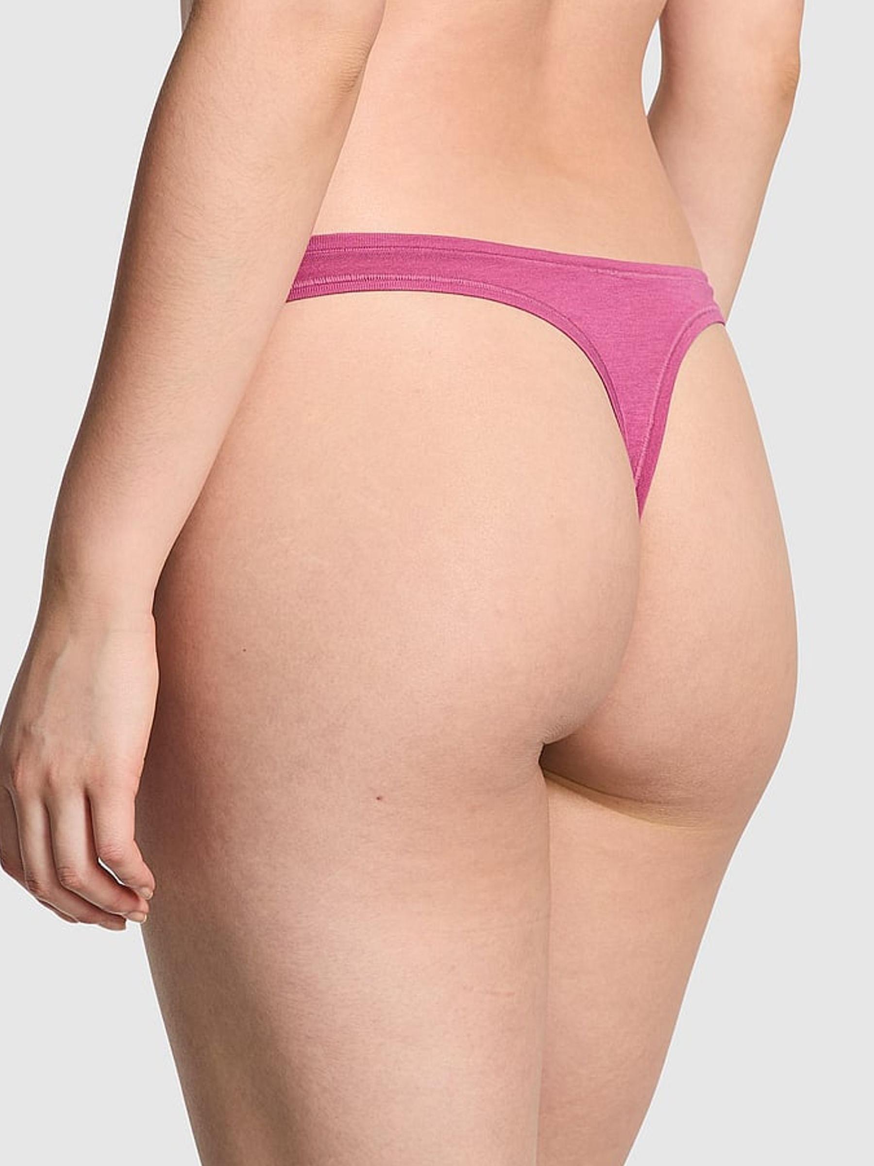 Midnight Mauve Pink Thong Cotton Cheeky Knickers - Image 1 of 1