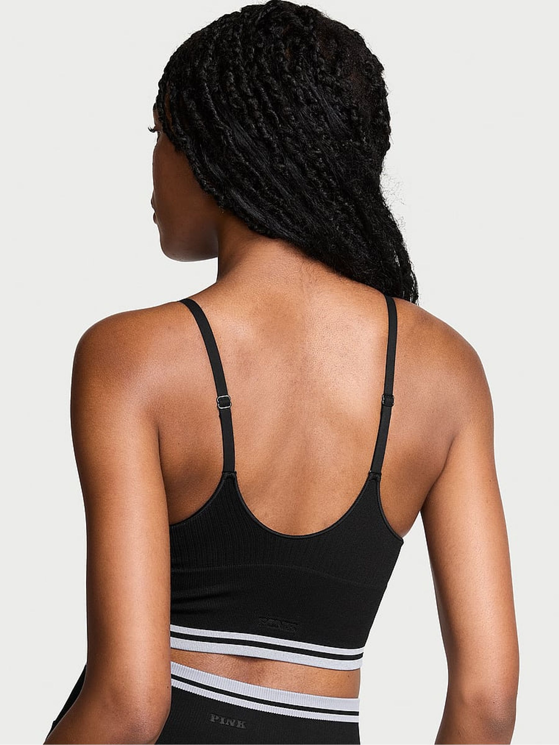 Black Seamless Longline Scoop Sports Bra Top - Image 2 of 2