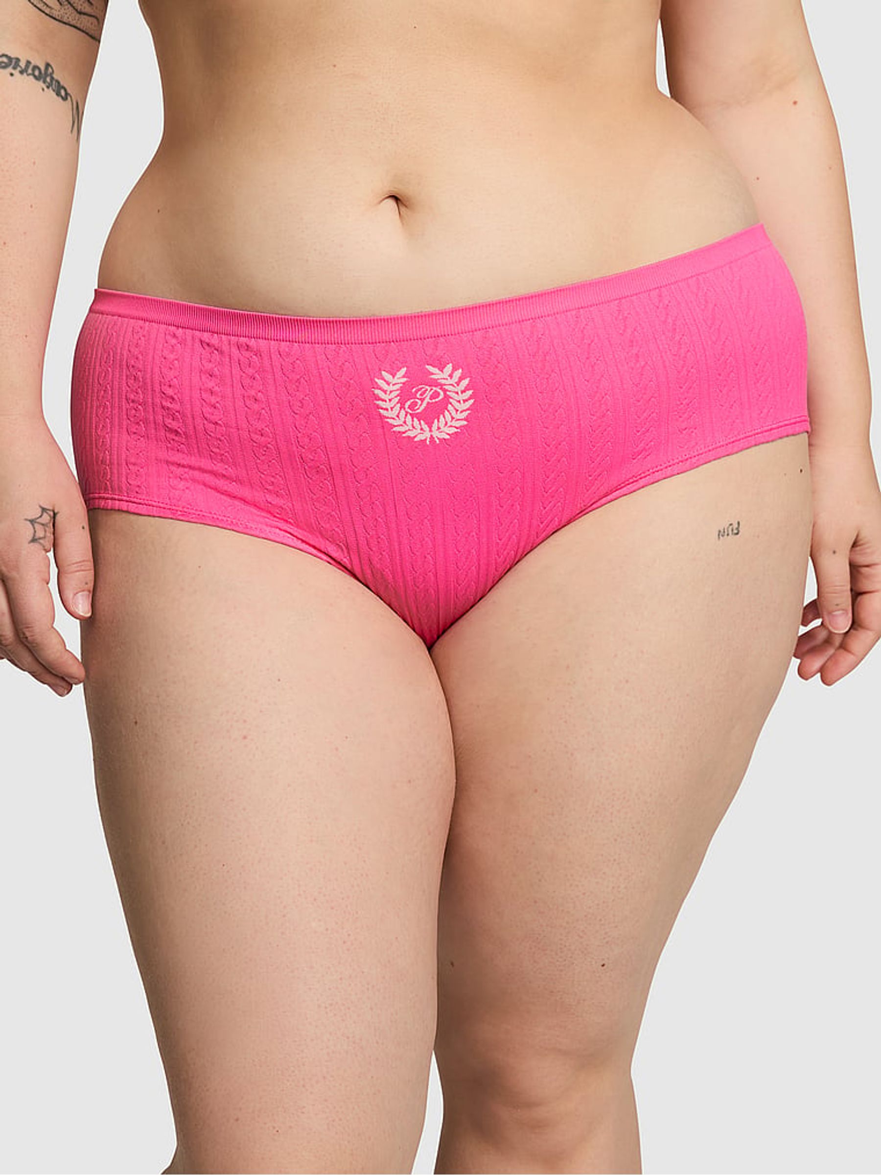 Pink Rose Seamless Cable Knit Hipster Knickers - Image 1 of 3