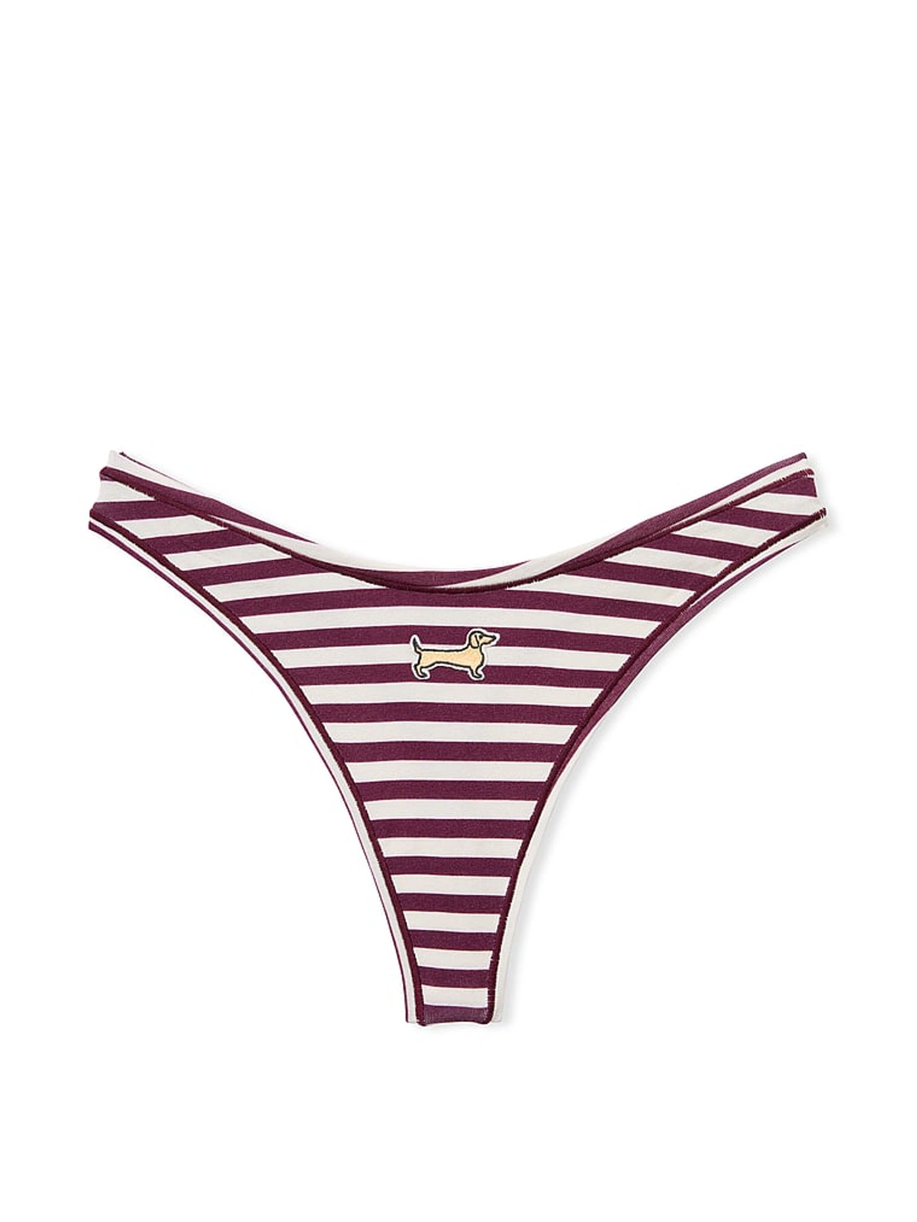 Purple Rose Stripe Thong Cotton Cheeky Knickers - Image 3 of 3