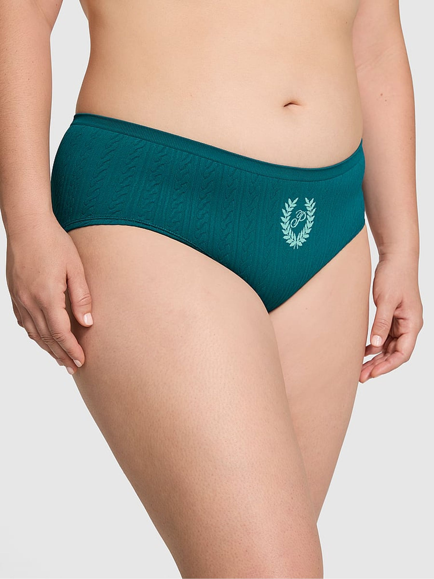 Jade Way Green Seamless Cable Knit Hipster Knickers - Image 1 of 3