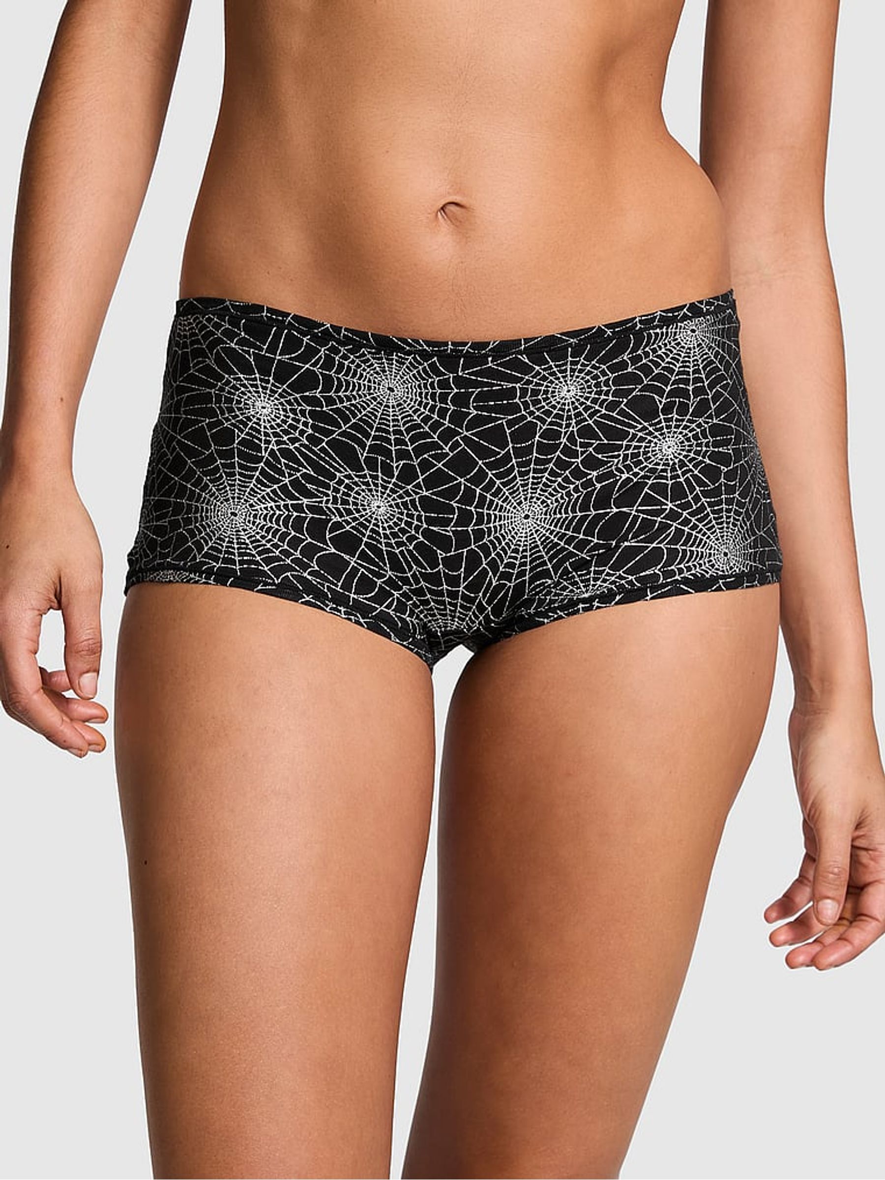 Black Halloween Spiderweb Cotton Boyshort Knickers - Image 1 of 1