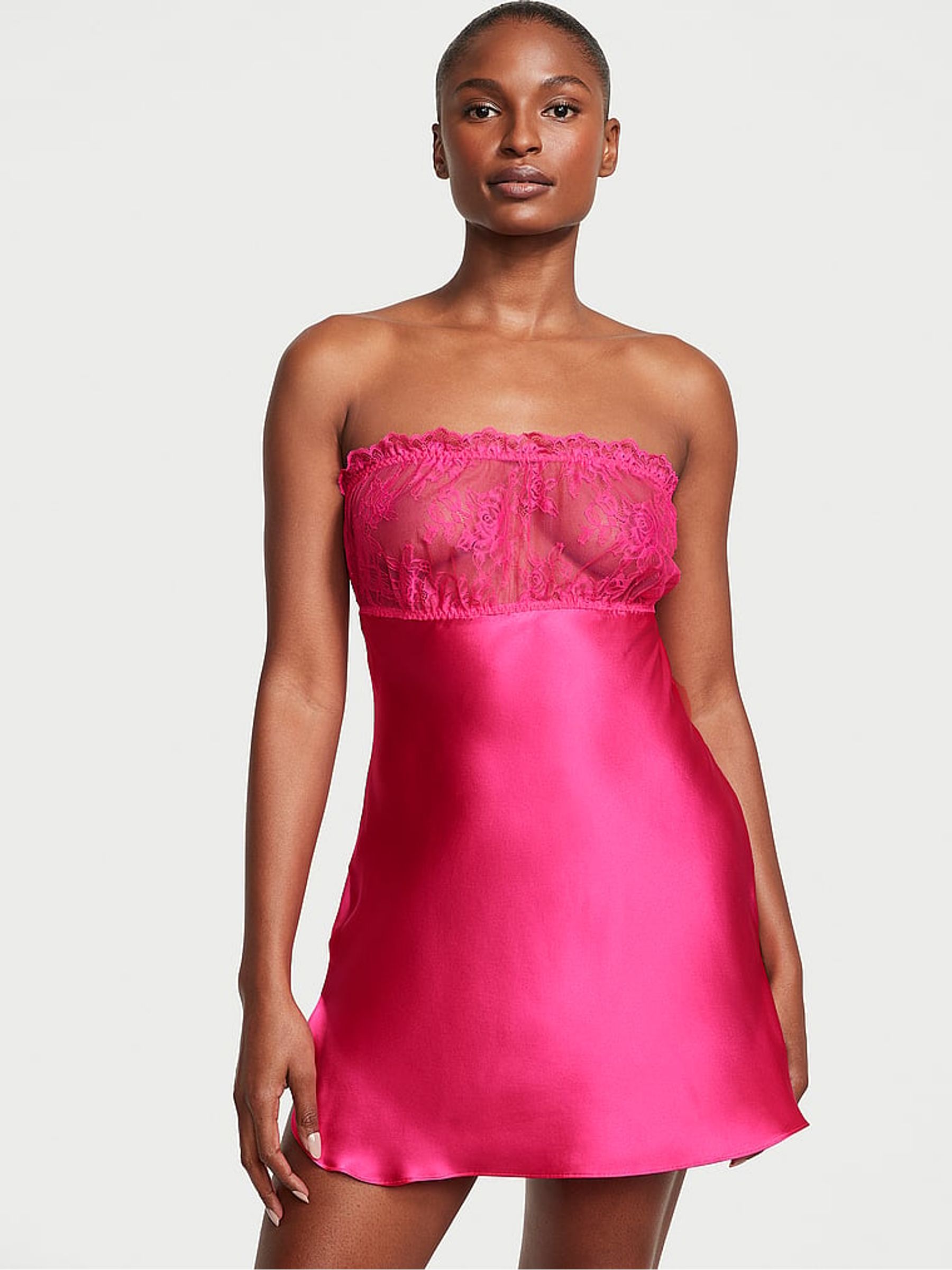 Forever Pink Archive Lace Strapless Slip Dress | Victoria's Secret UK