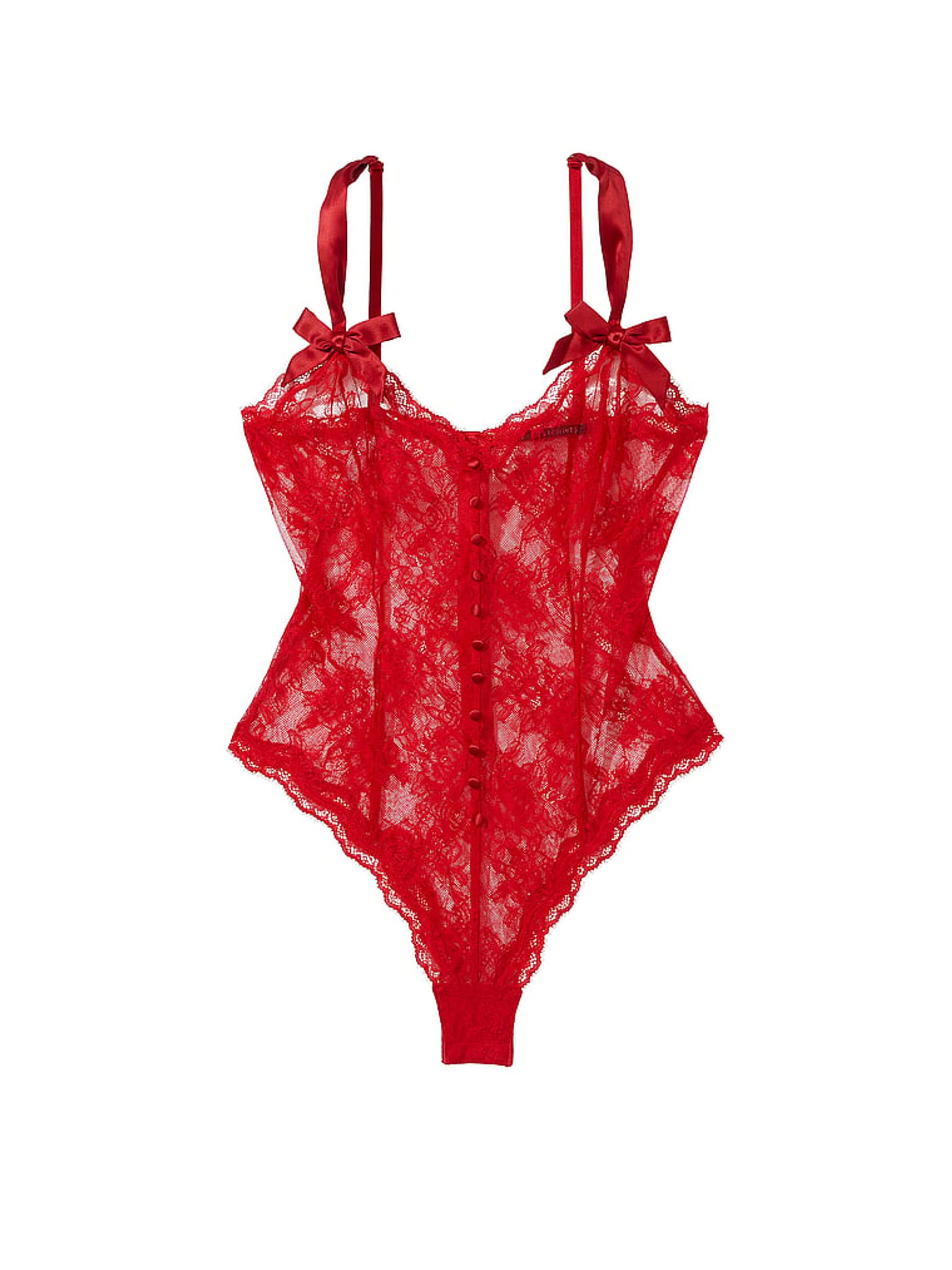 Lipstick Red Archive Lace Triangle Bodysuit - Image 3 of 3