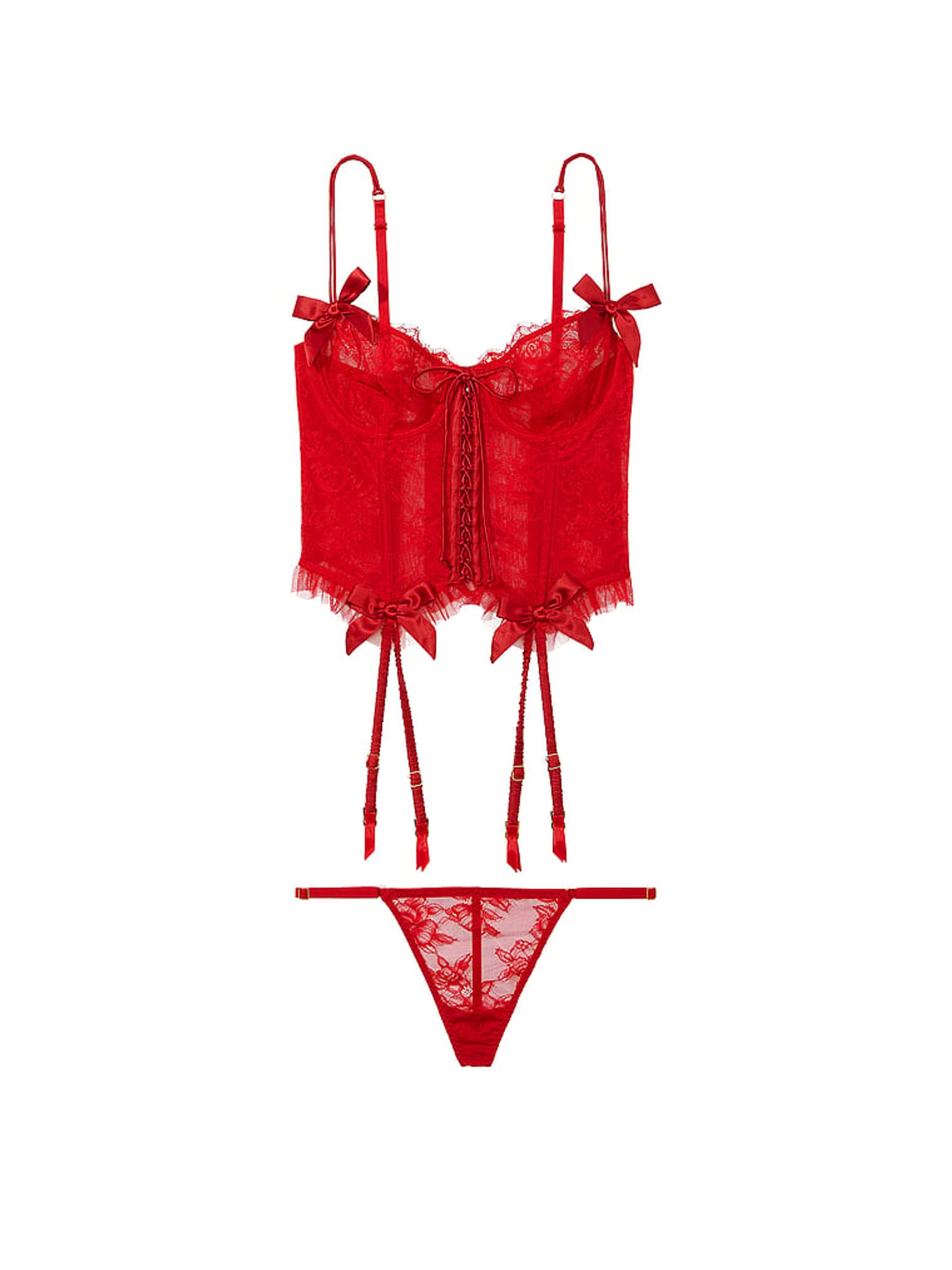 Lipstick Red Archive Lace Corset and Knicker Set - Image 3 of 4