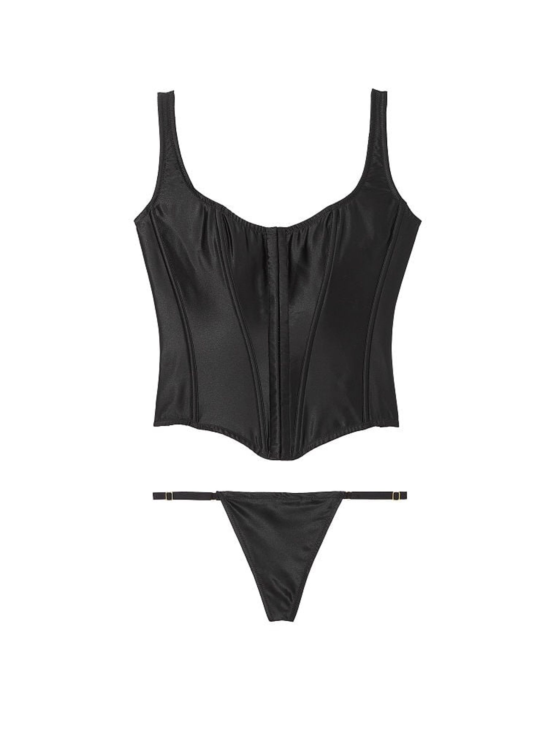 Black Archive Satin Corset and Knicker Set - Image 4 of 4