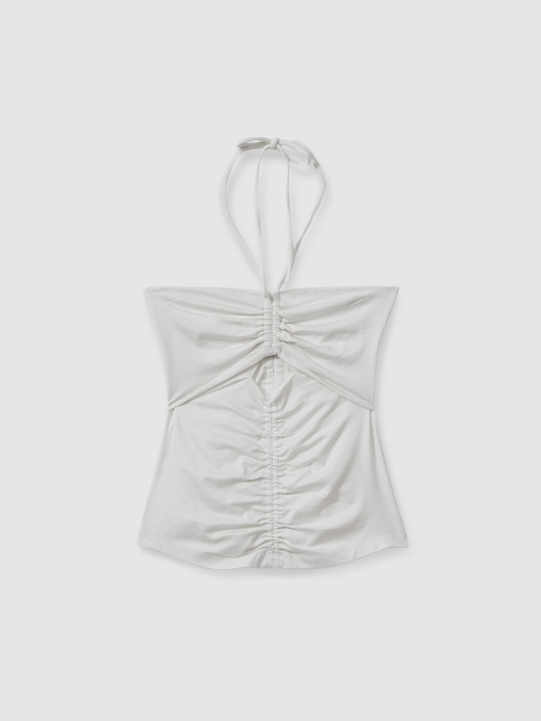 Ruched Halterneck Top in Cream - Image 2 of 5
