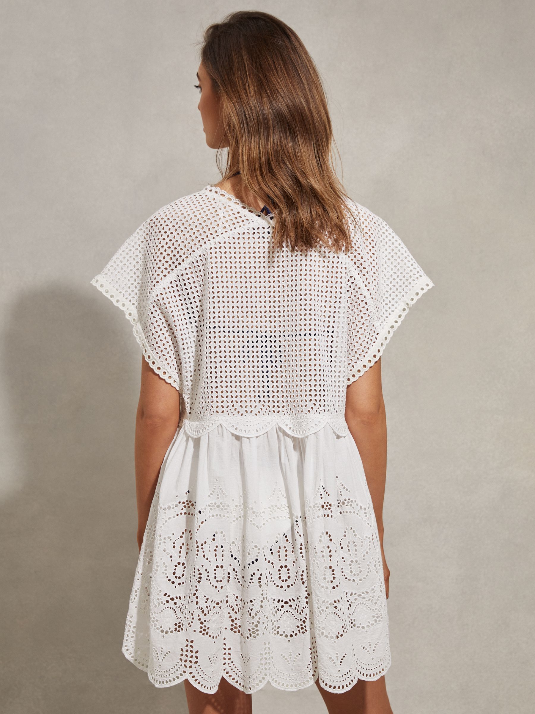 Broderie Mini Length Kaftan in White - Image 5 of 6
