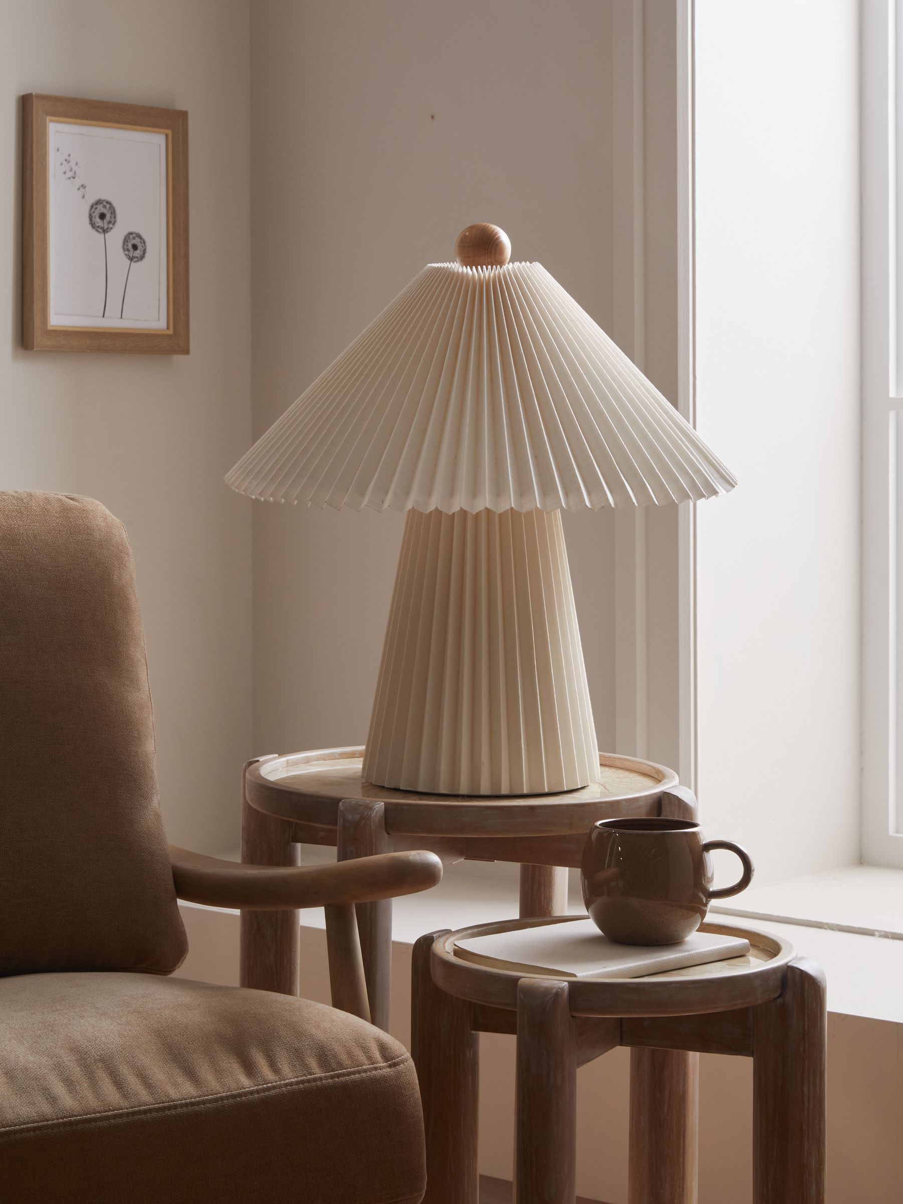 Lila Pleated Table Lamp in Cream - Image 2 of 6
