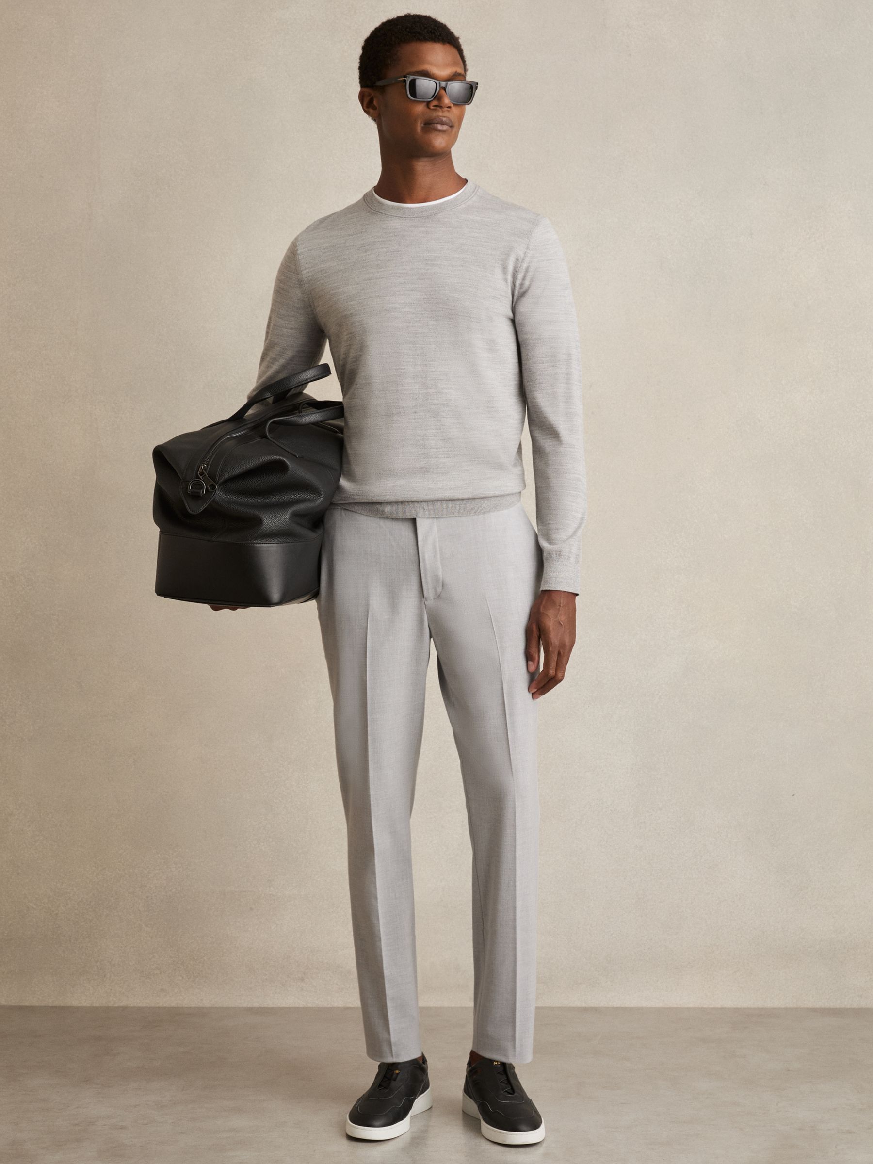 Slim-Fit Drawstring Trousers in Grey - Image 1 of 6