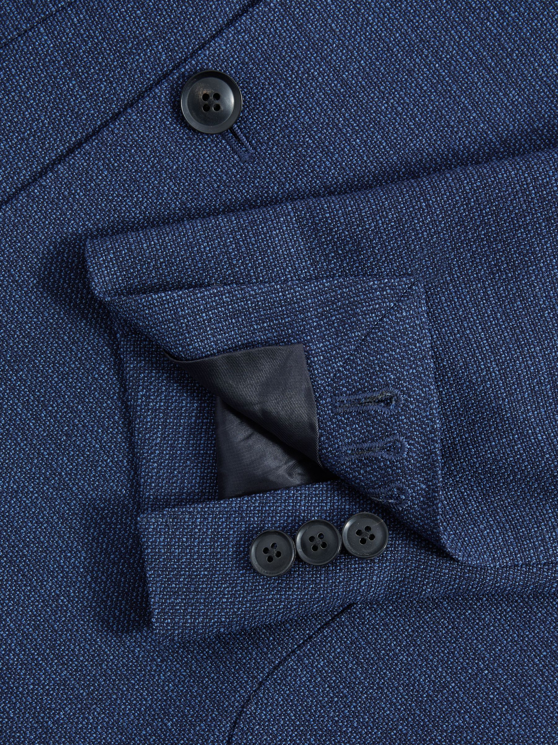Wool Blend Double Breasted Blazer in Indigo - Image 6 of 7