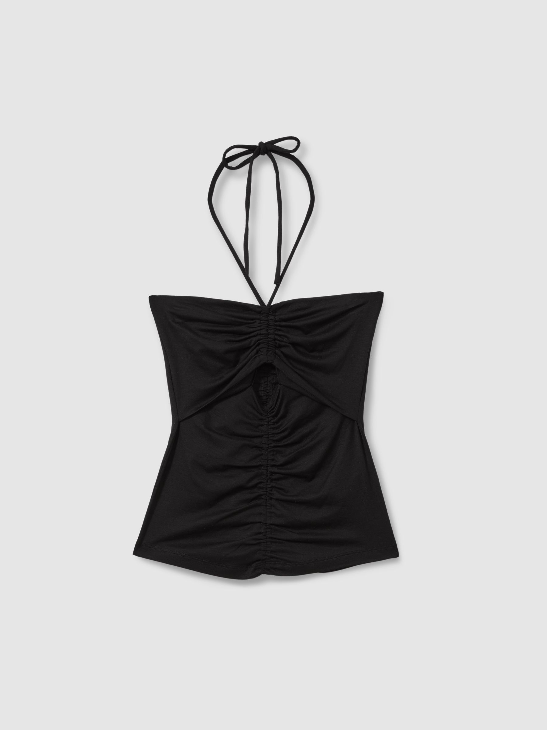 Ruched Halterneck Top in Black - Image 2 of 6