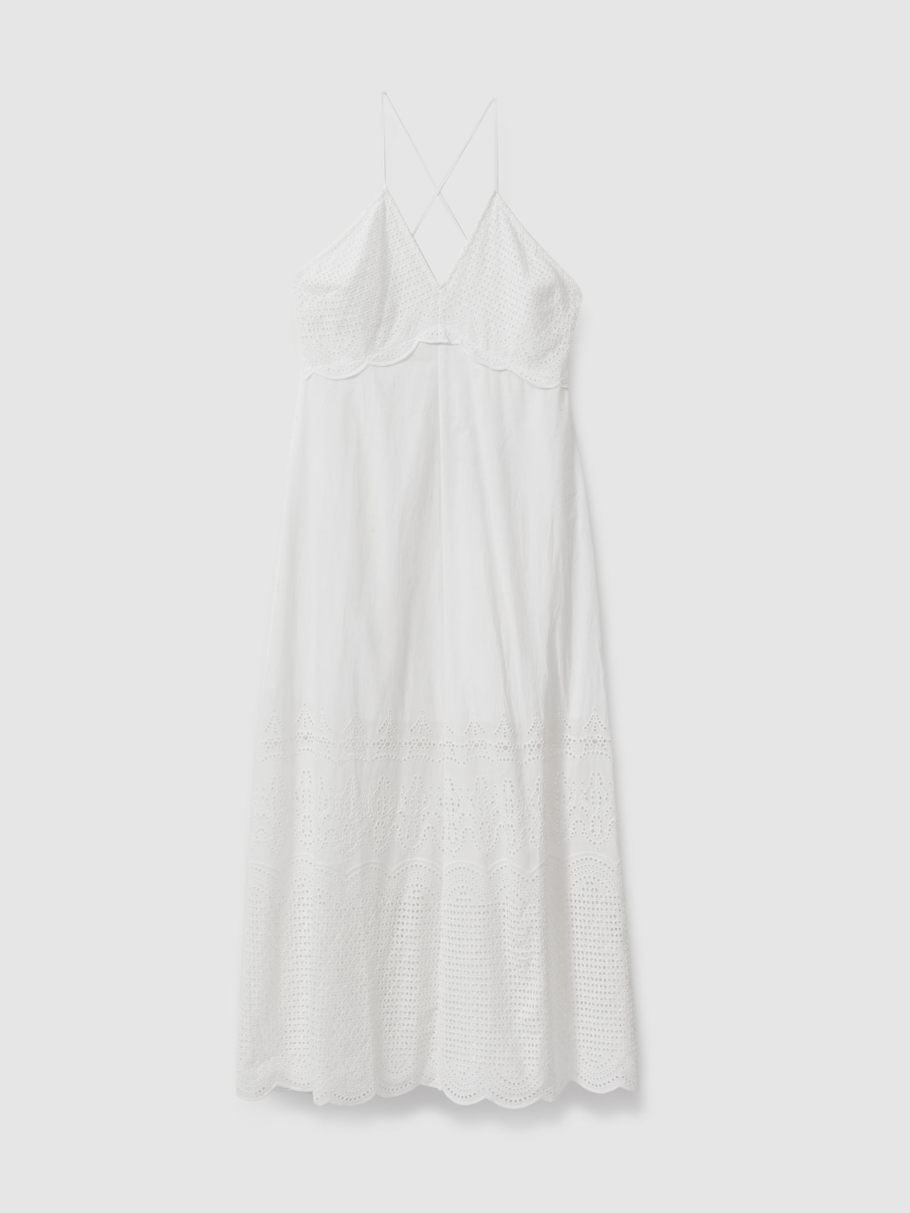 Cotton Broderie Maxi Dress in White - Image 2 of 6