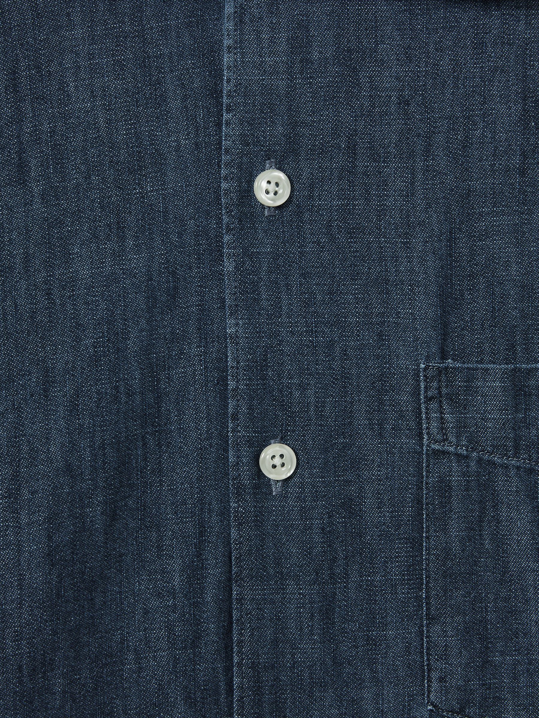 Oscar Jacobson Denim Cutaway Collar Shirt in Dark Indigo - Image 5 of 5