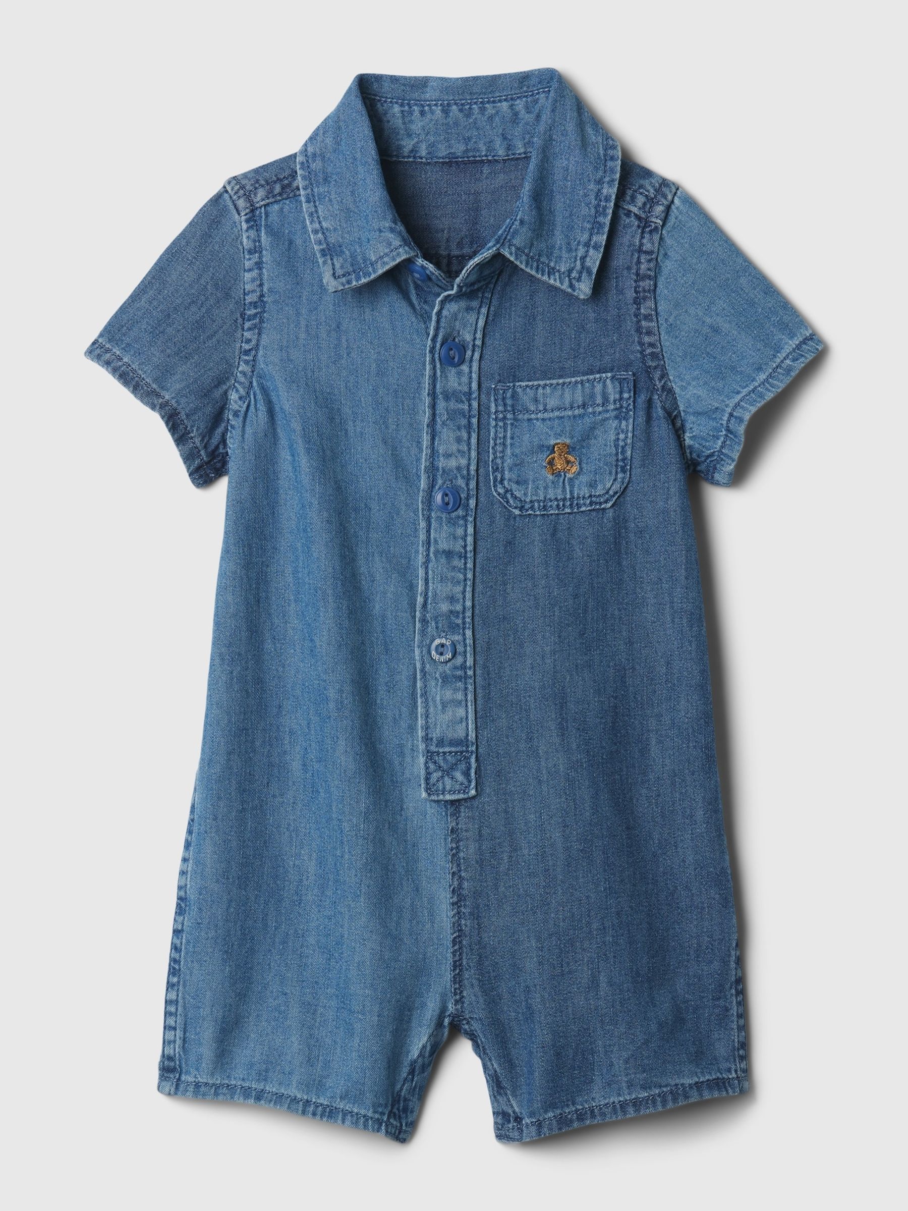 Blue Denim Brannan Bear Baby Rompersuit (Newborn-24mths) - Image 1 of 2