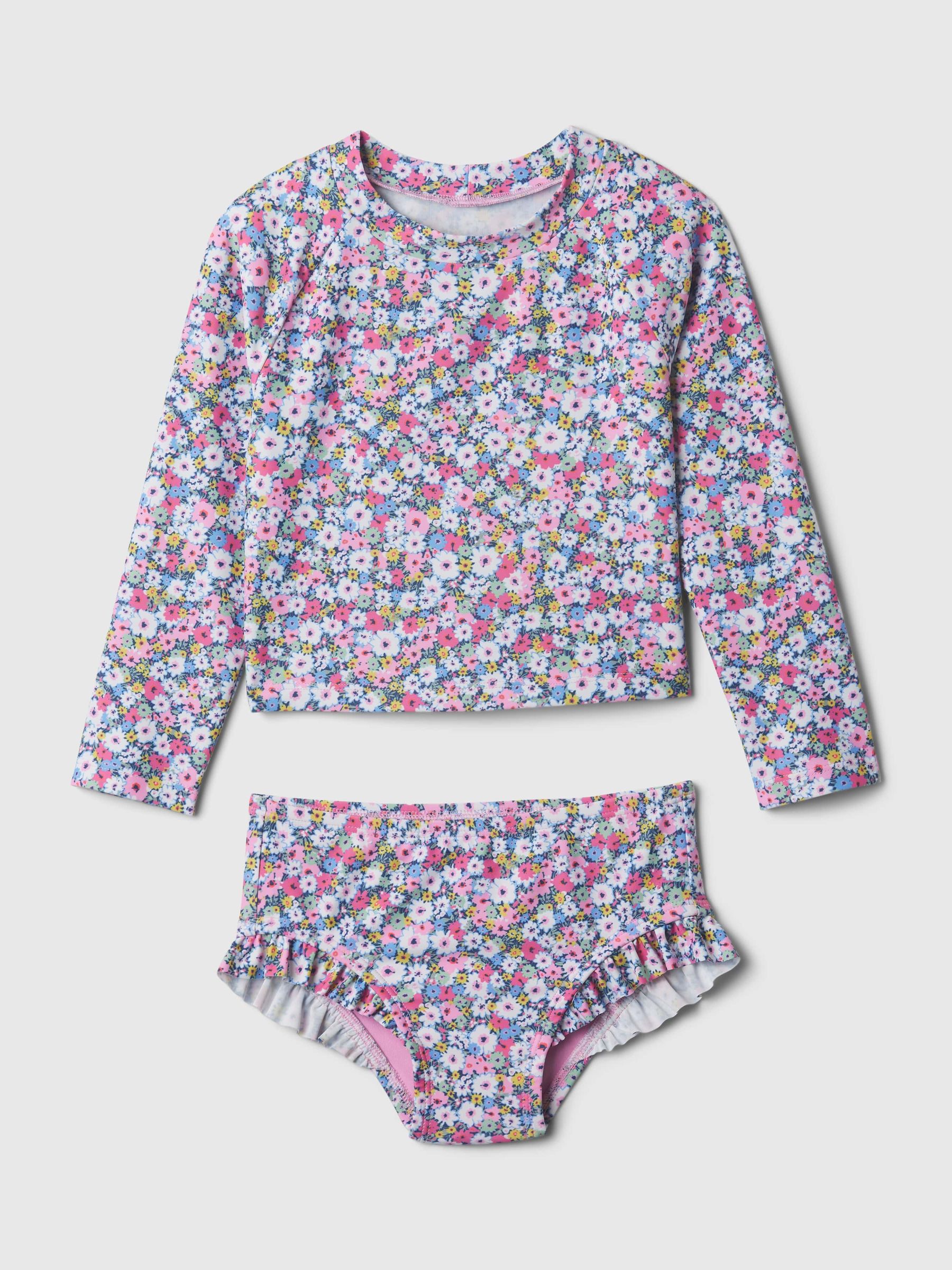 Purple Floral Rashguard and Bikini Bottom Set (6mths-5yrs) - Image 1 of 2