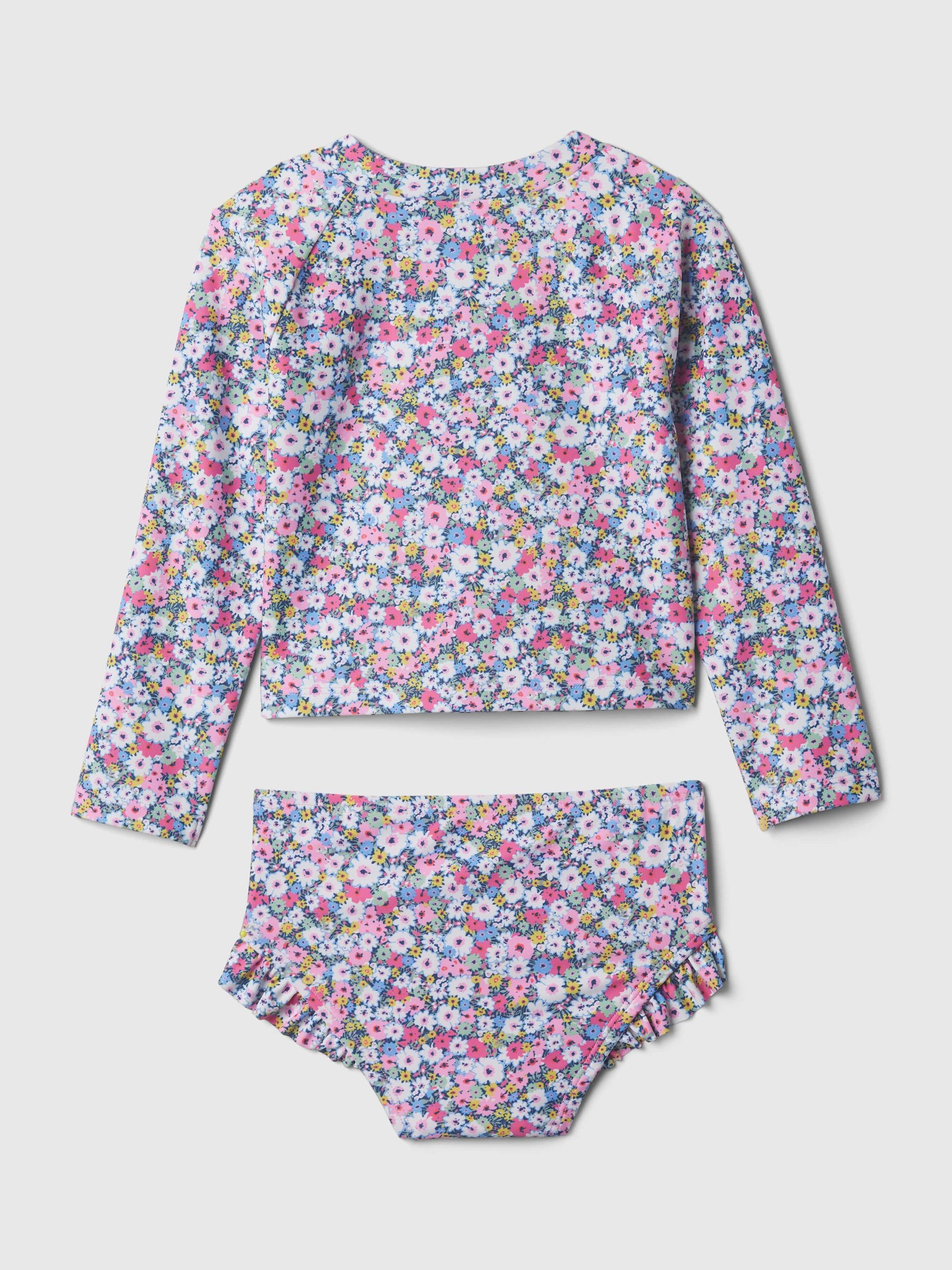 Purple Floral Rashguard and Bikini Bottom Set (6mths-5yrs) - Image 2 of 2