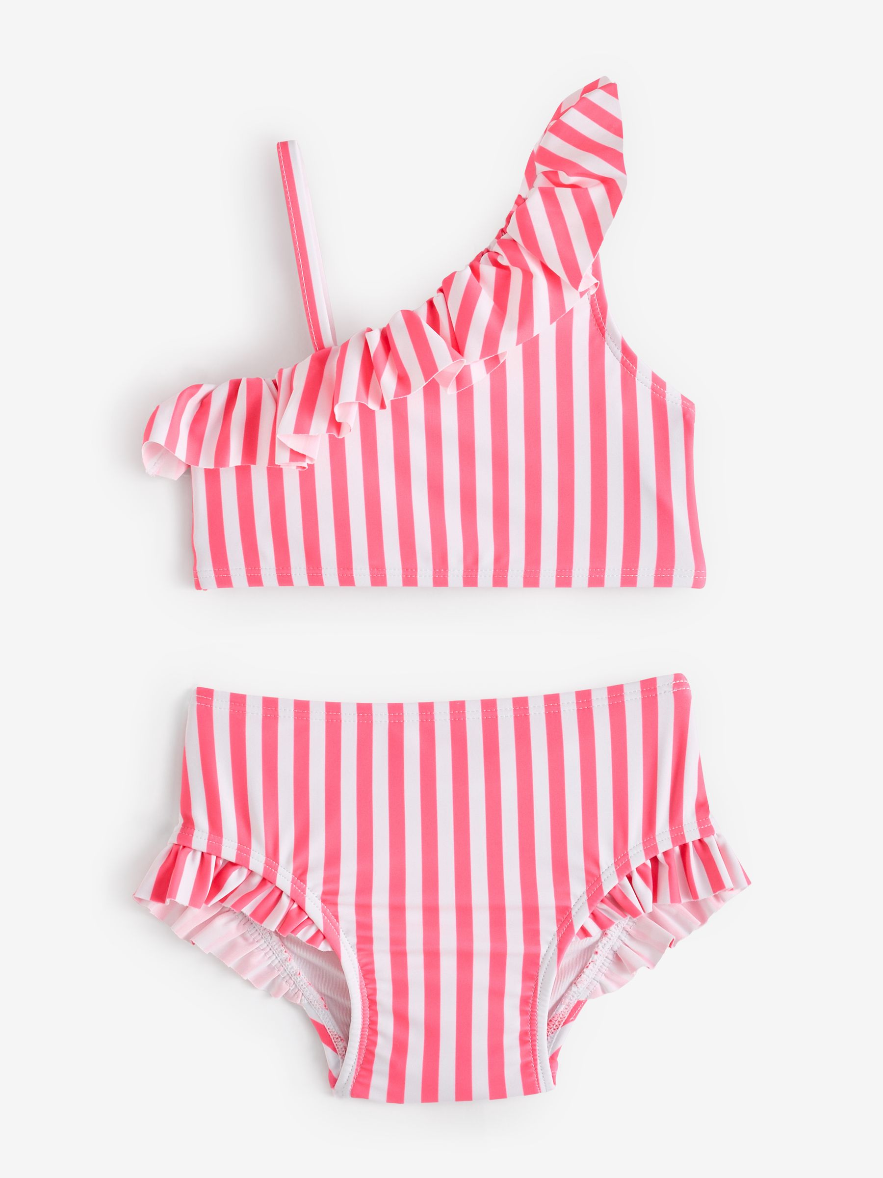 Pink Stripe Asymmetric Ruffle Baby Bikini (6mths-5yrs) - Image 3 of 4