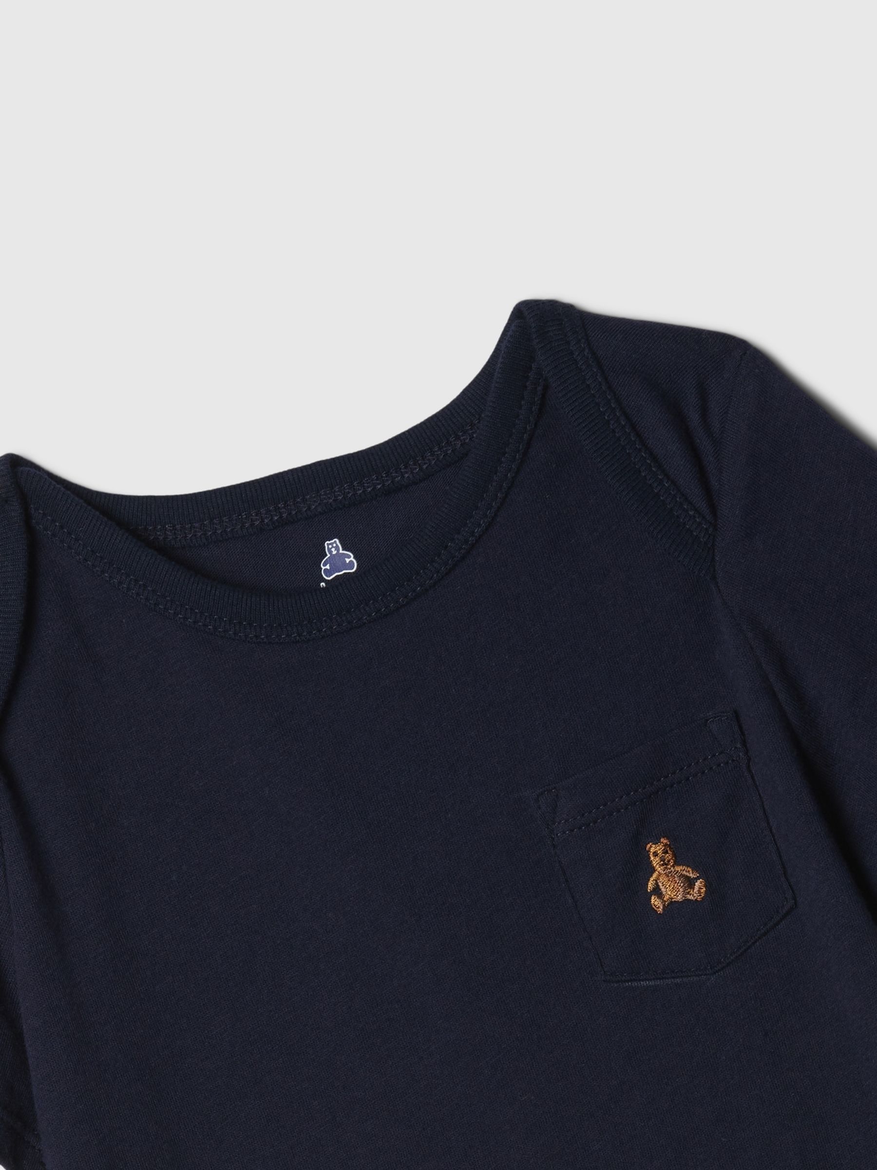Navy Blue Embroidered Brannan Bear Pocket Short Sleeve Bodysuit (Newborn-24mths) - Image 3 of 3