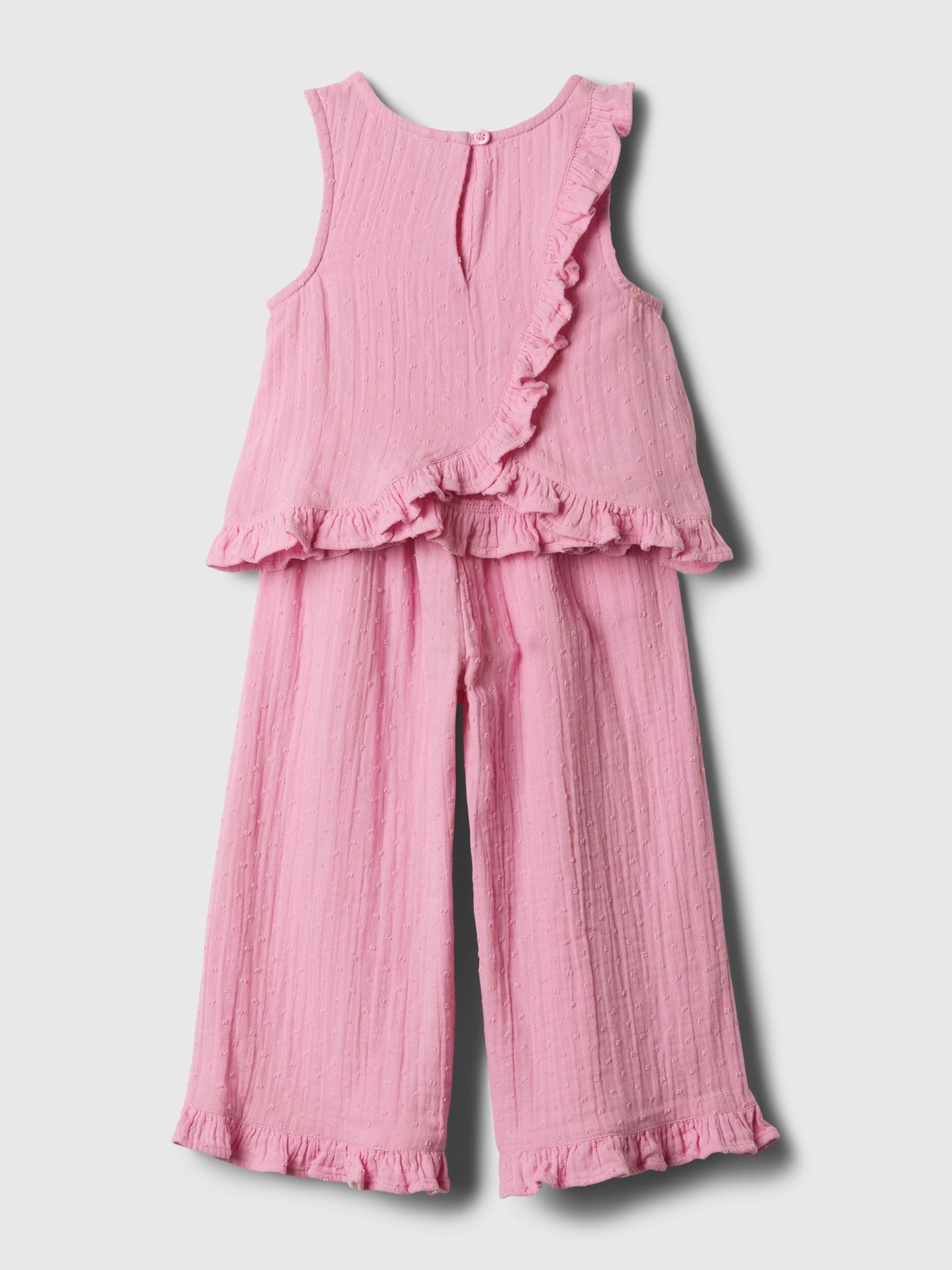 Pink Crinkle Cotton Top and Trouser Set (3mths-7yrs) - Image 2 of 2