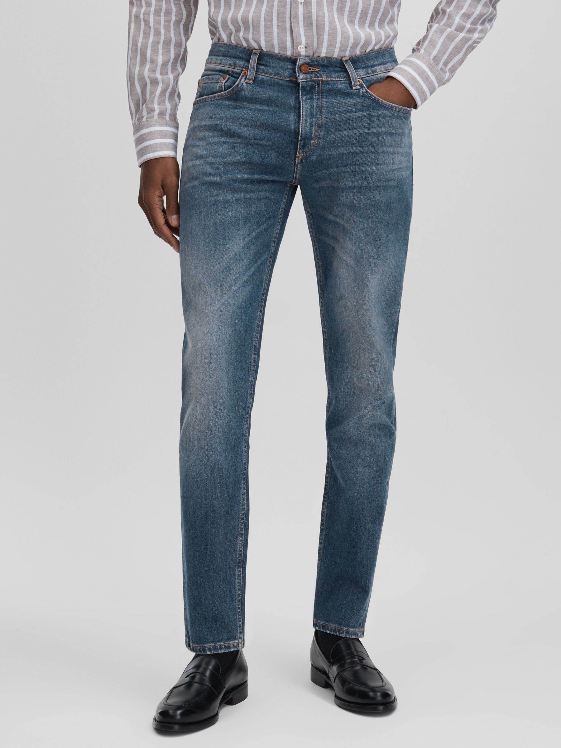 Oscar Jacobson Slim Fit Jeans in Denim Blue - Image 1 of 6 Oscar Jacobson Slim Fit Jeans in Denim Blue - Image 1 of 6