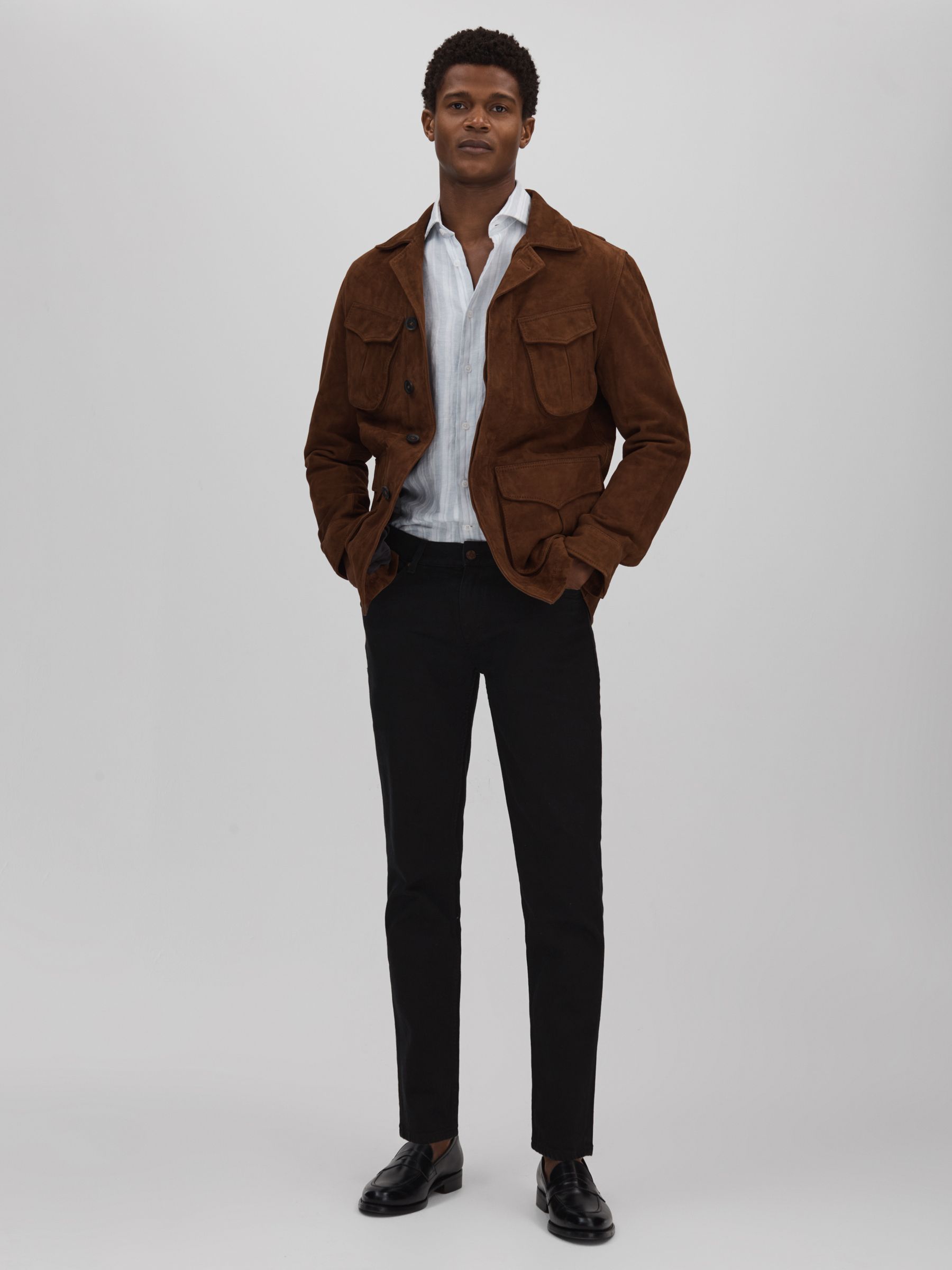 Oscar Jacobson Slim Fit Jeans in Black - Image 3 of 6