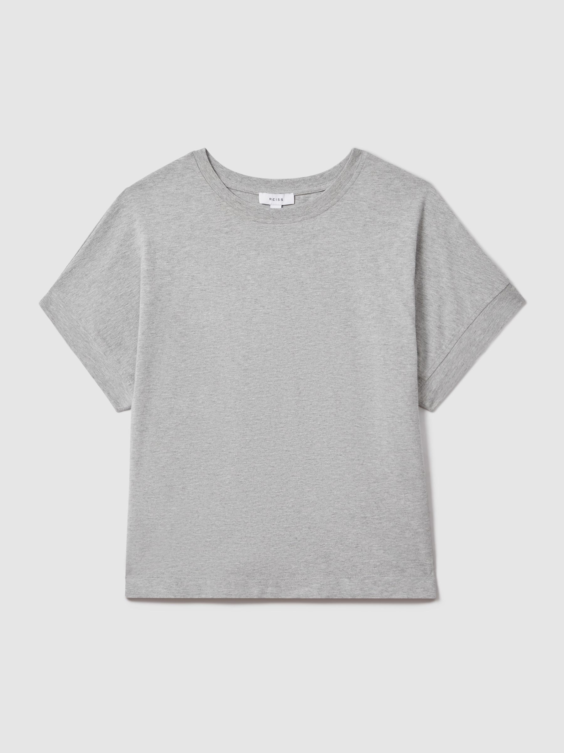 Cotton Crew Neck T-Shirt in Grey Marl - Image 2 of 6