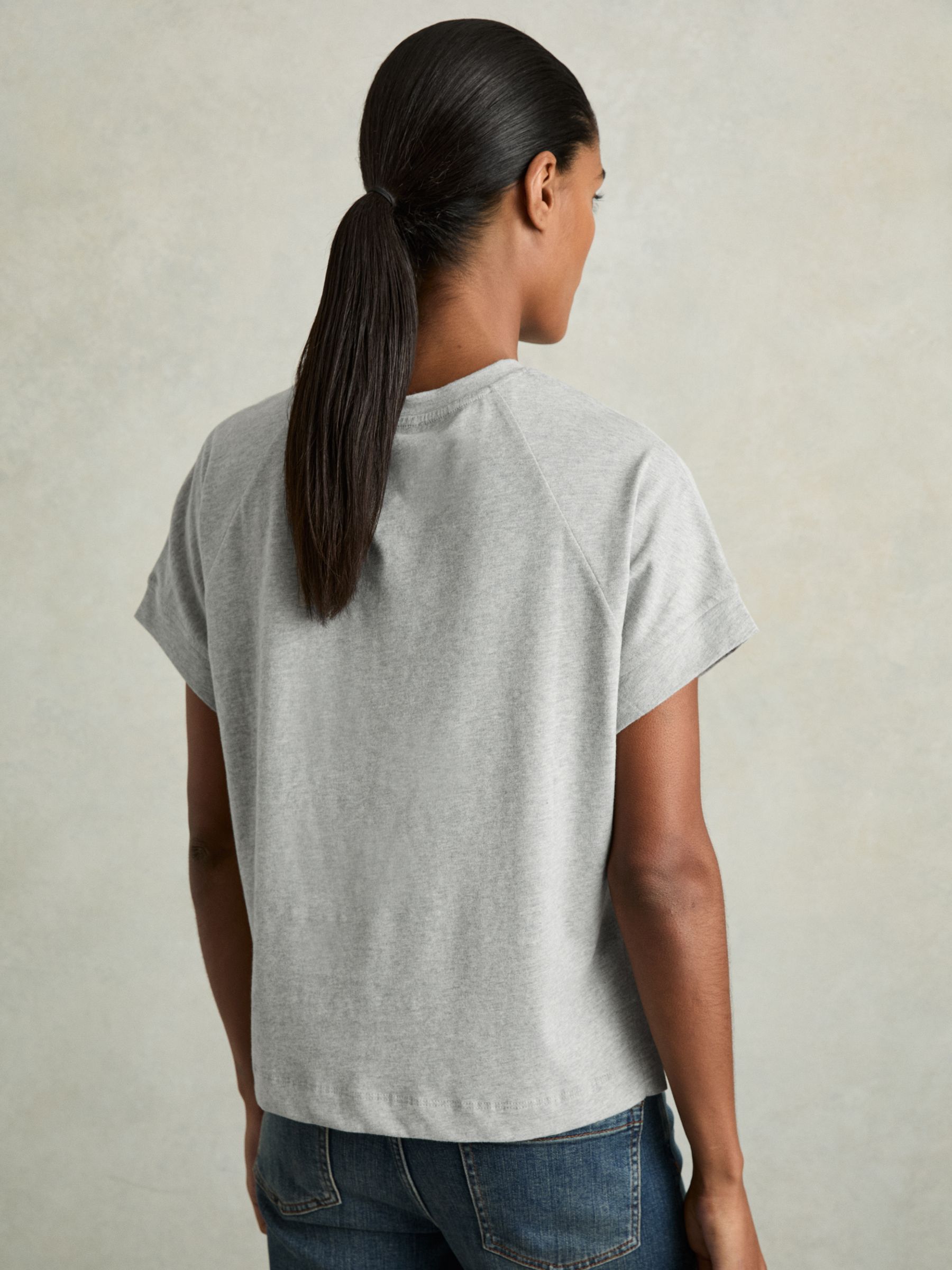 Cotton Crew Neck T-Shirt in Grey Marl - Image 5 of 6