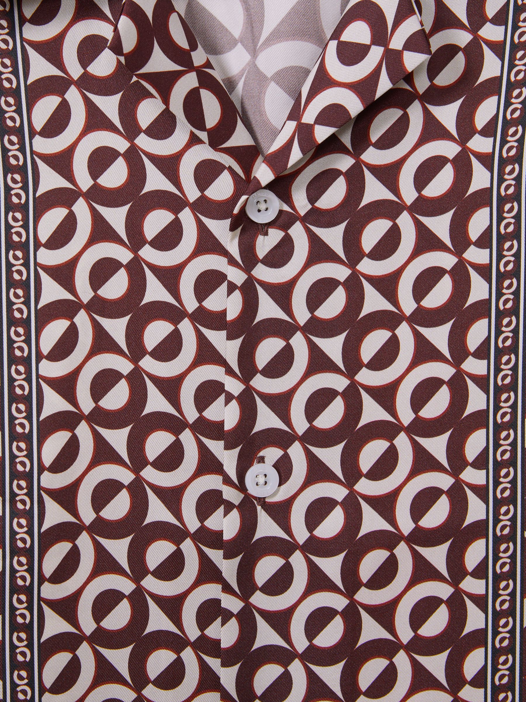 Geometric Print Cuban Collar Shirt in Tobacco - Image 6 of 6