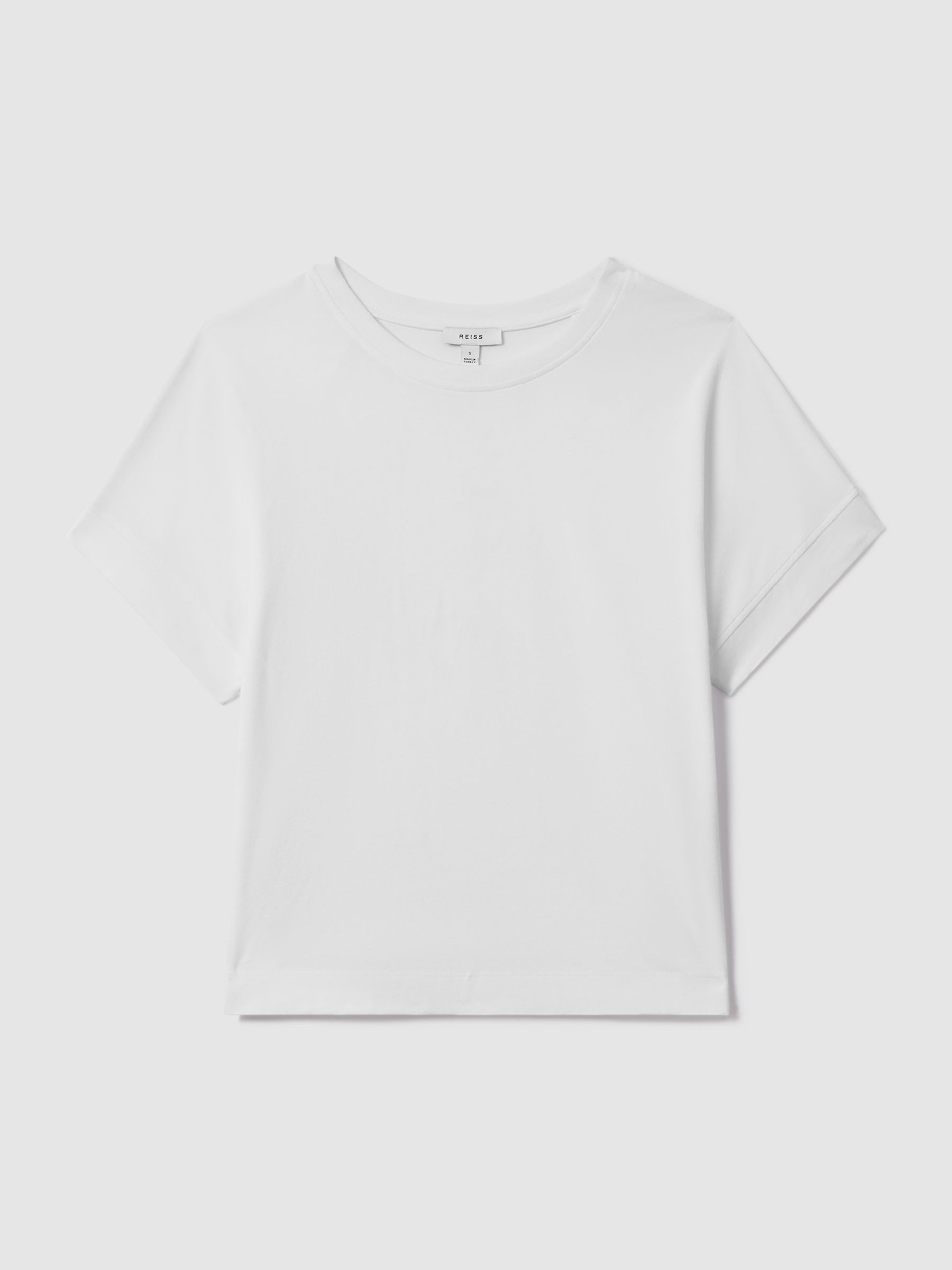 Cotton Crew Neck T-Shirt in White - Image 2 of 7