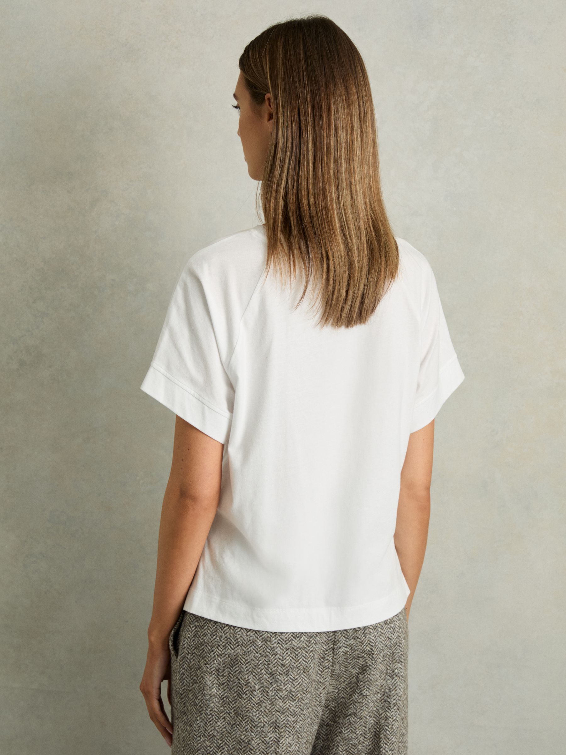 Cotton Crew Neck T-Shirt in White - Image 5 of 7