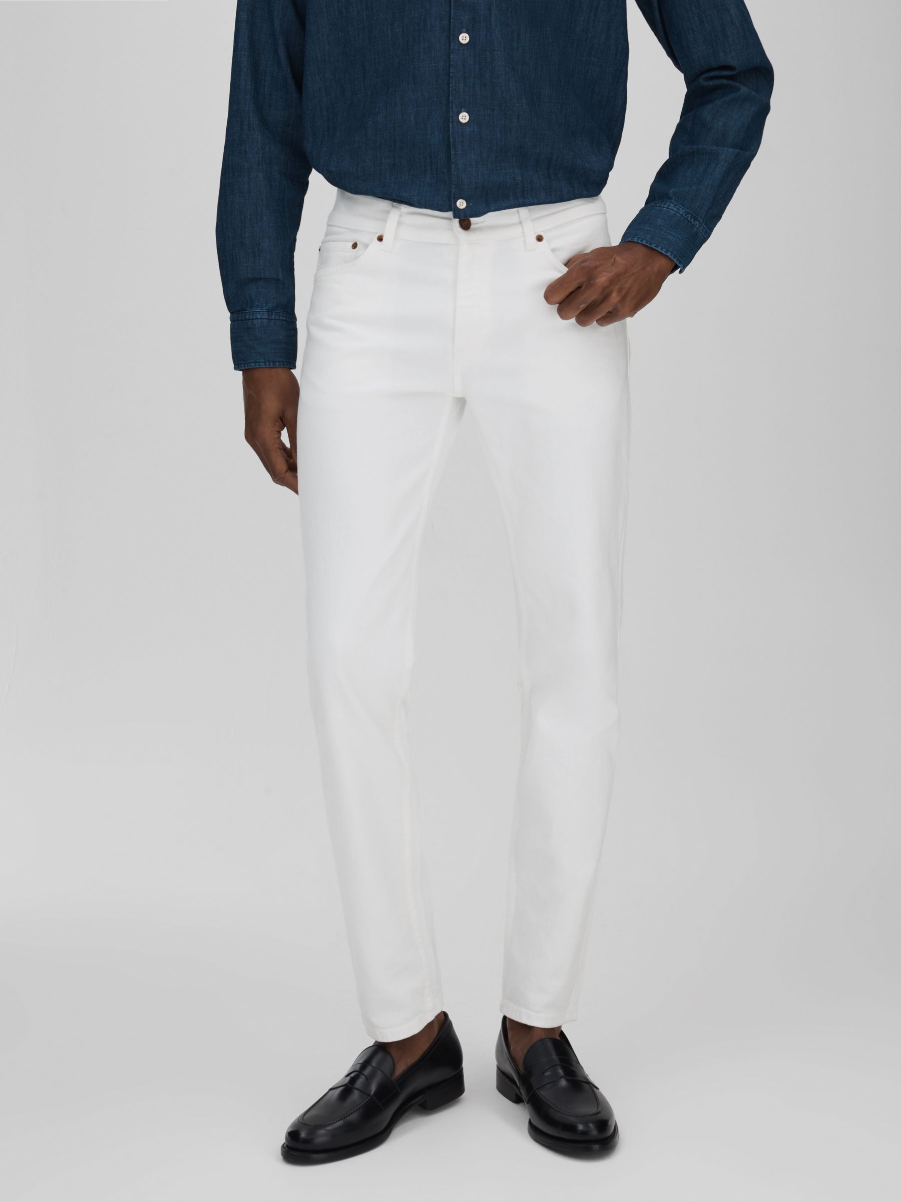 Oscar Jacobson Slim Fit Jeans in Snow White - Image 1 of 6