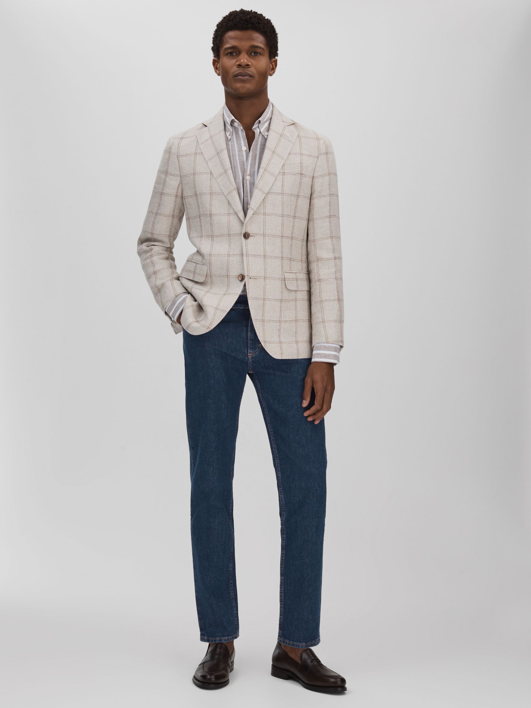 Oscar Jacobson Slim Fit Jeans in Thunder Blue - Image 3 of 6