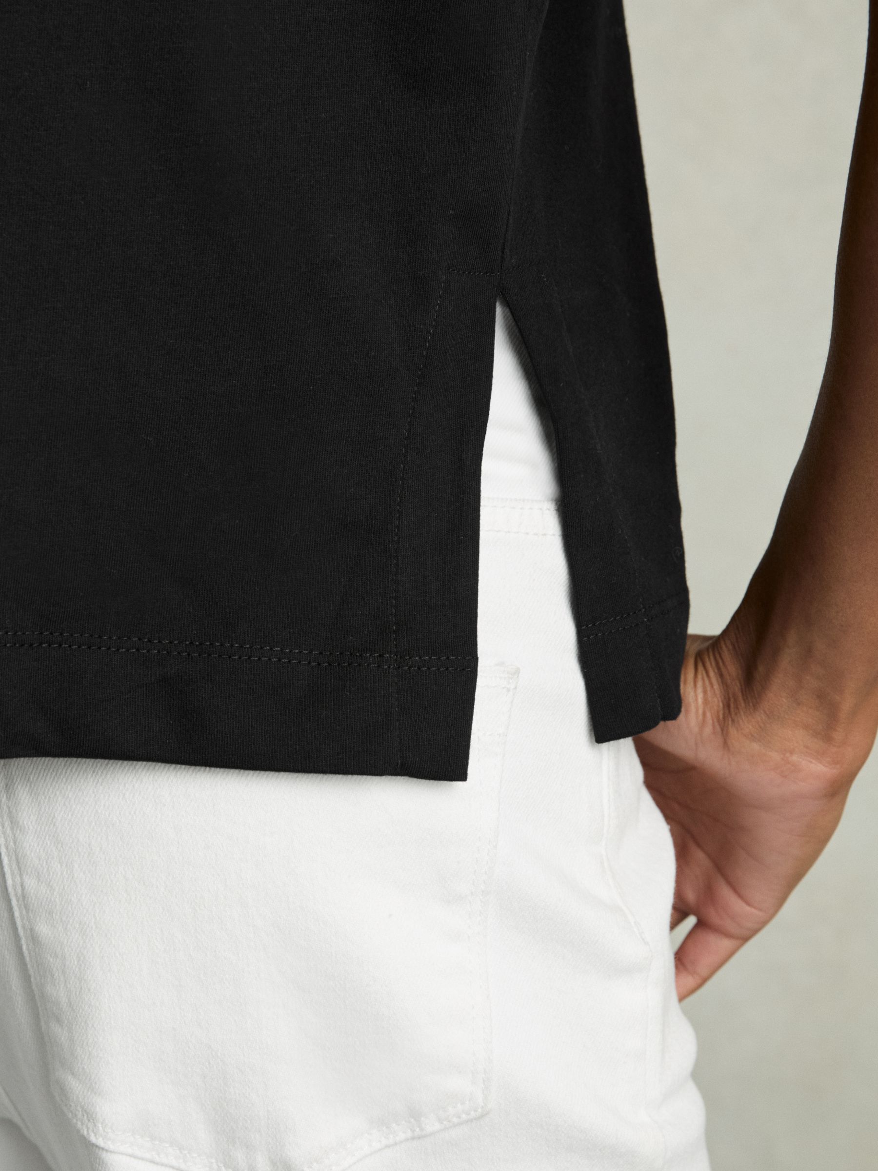 Cotton Crew Neck T-Shirt in Black - Image 4 of 7