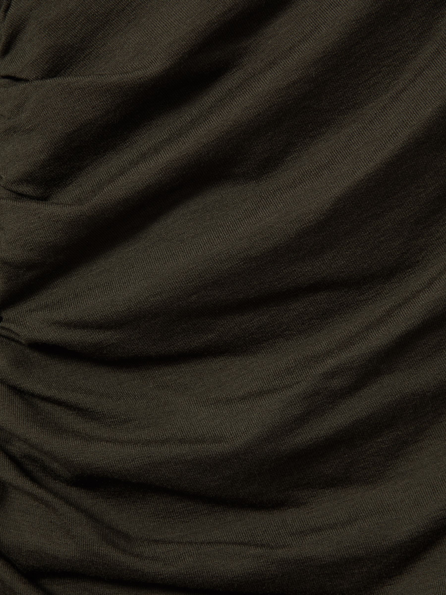 Wrap Front Ruched Jersey Mini Dress in Khaki - Image 5 of 5