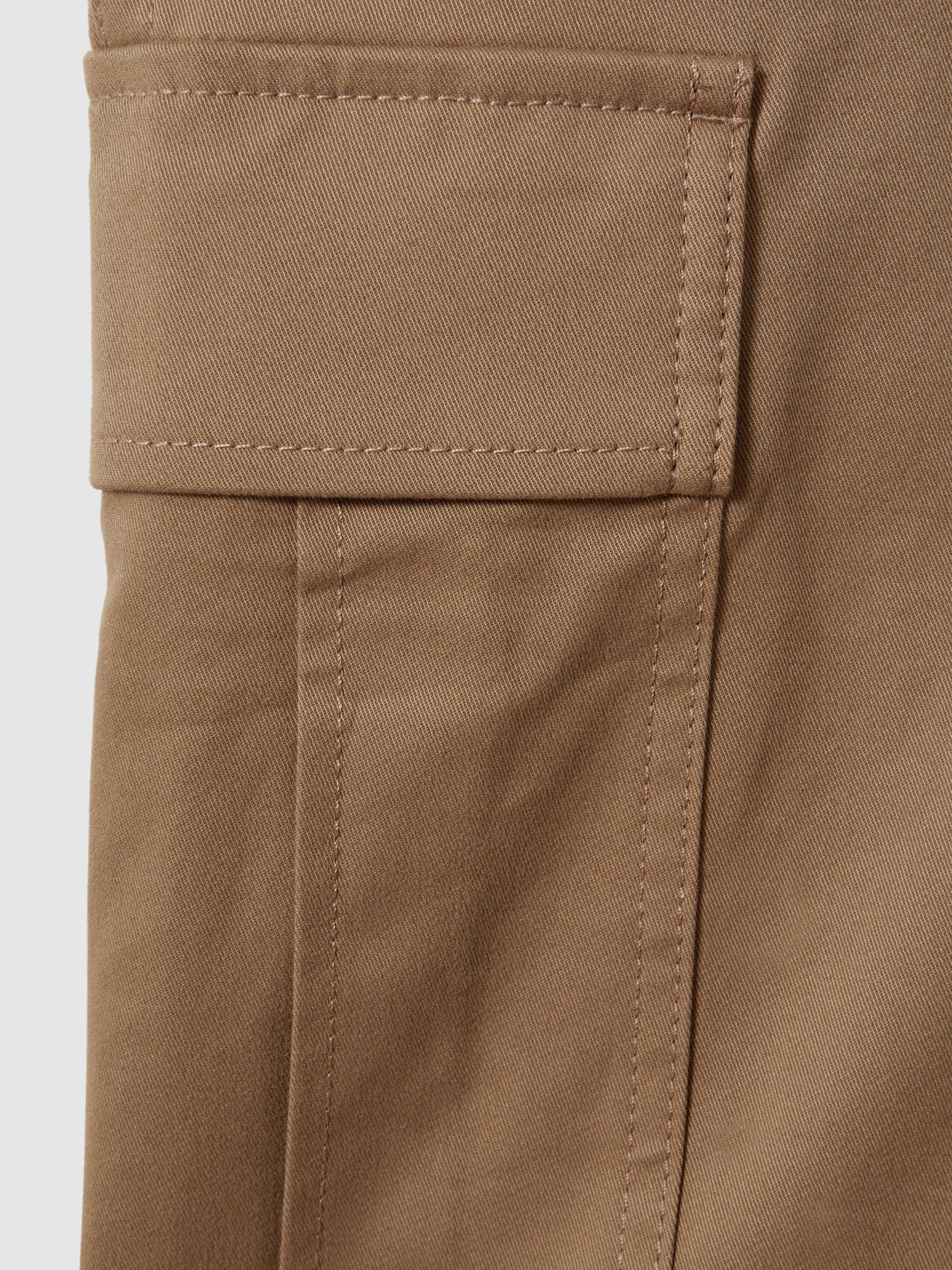 Petite Cotton Blend Wide Leg Cargo Trousers in Camel - Image 6 of 7