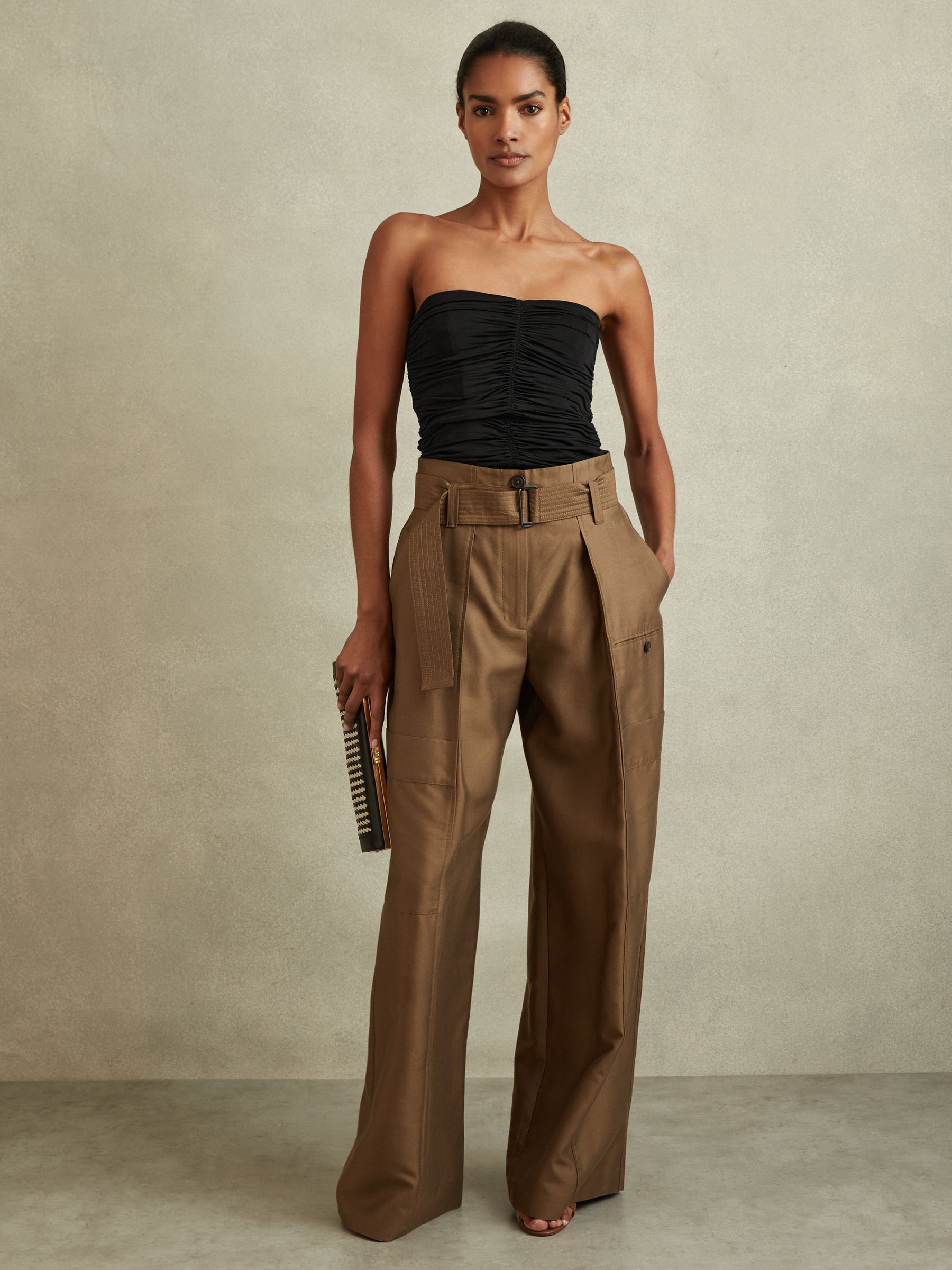 Ruched Strapless Tube Top in Black - Image 1 of 6