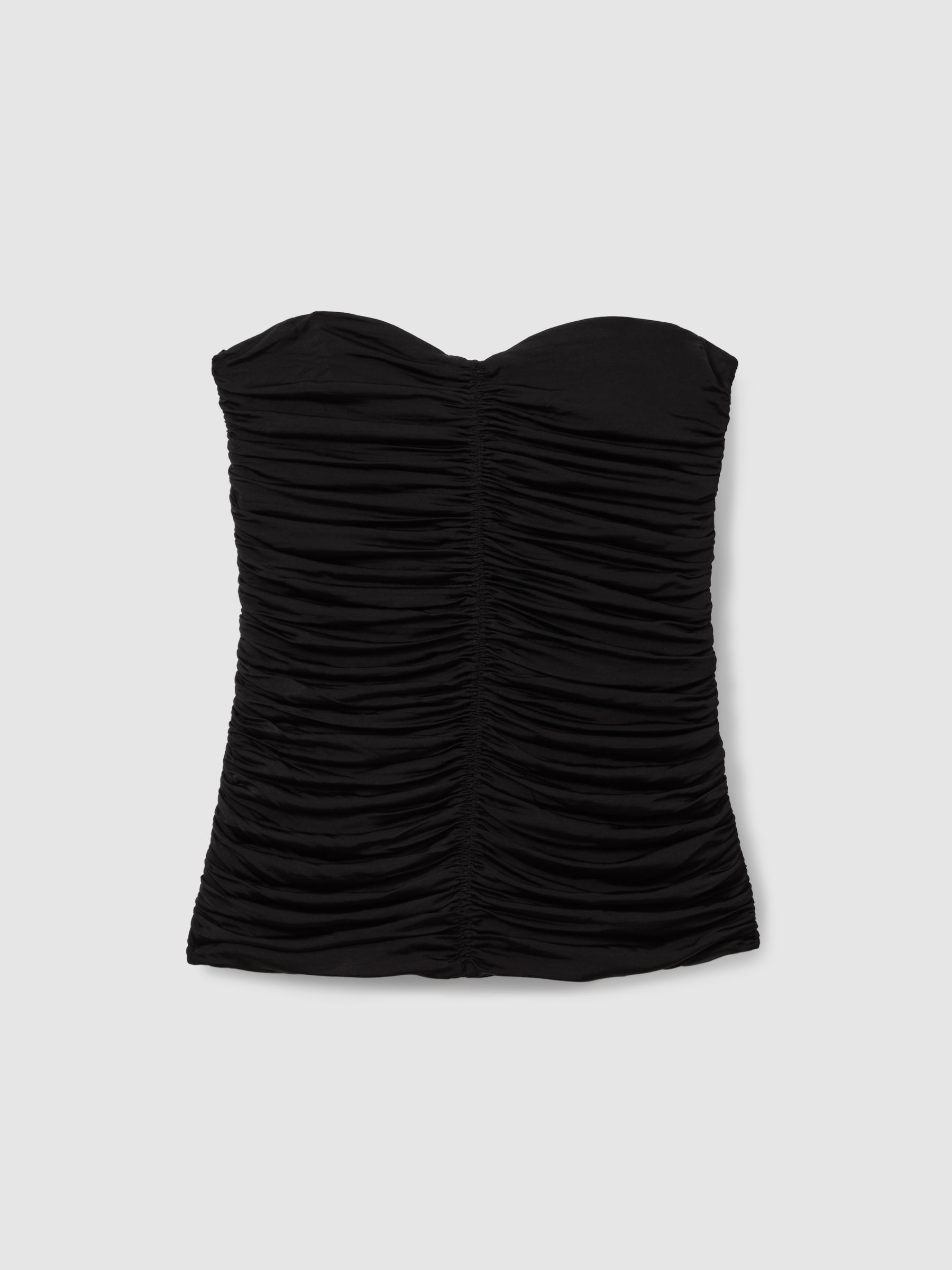 Ruched Strapless Tube Top in Black - Image 2 of 6