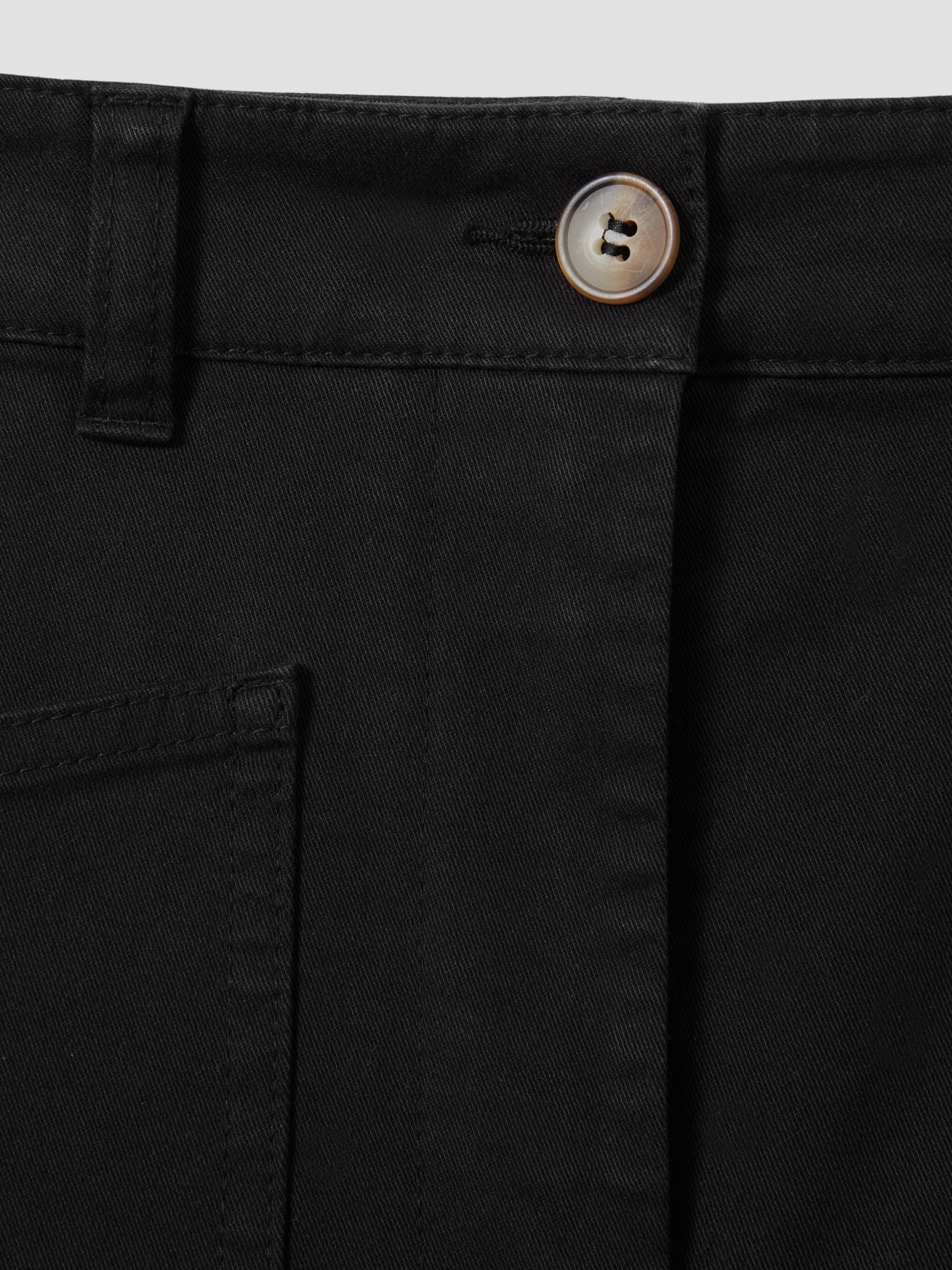 Cotton Blend Barrel Leg Trousers in Washed Black - Image 5 of 5