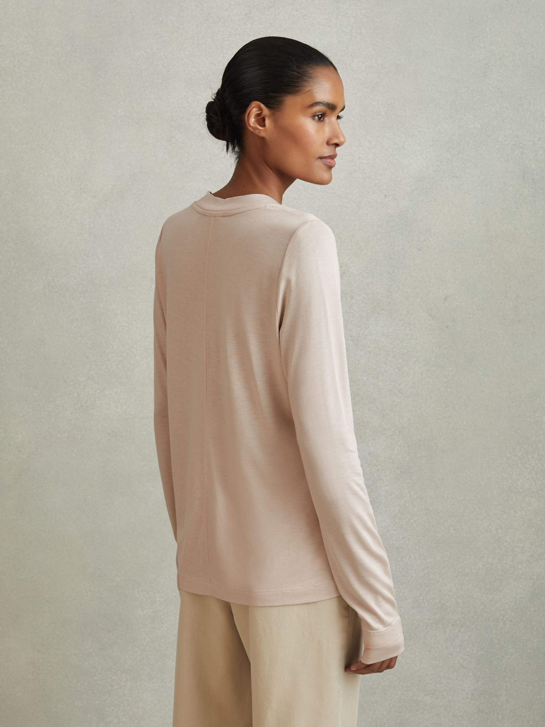 Jersey V-Neck Top in Stone - Image 4 of 5