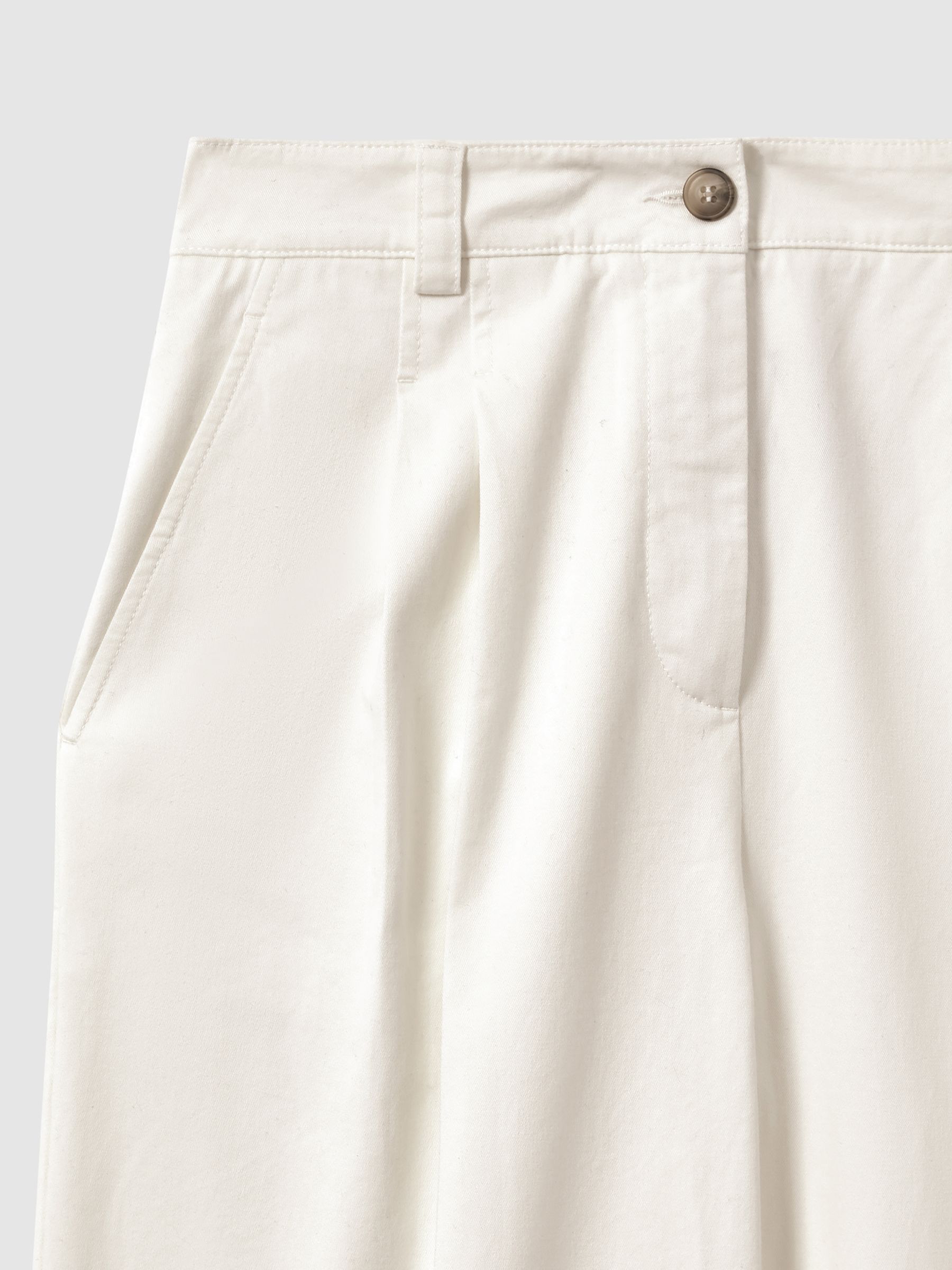 Cotton Blend Wide Leg Trousers in White - Image 6 of 6